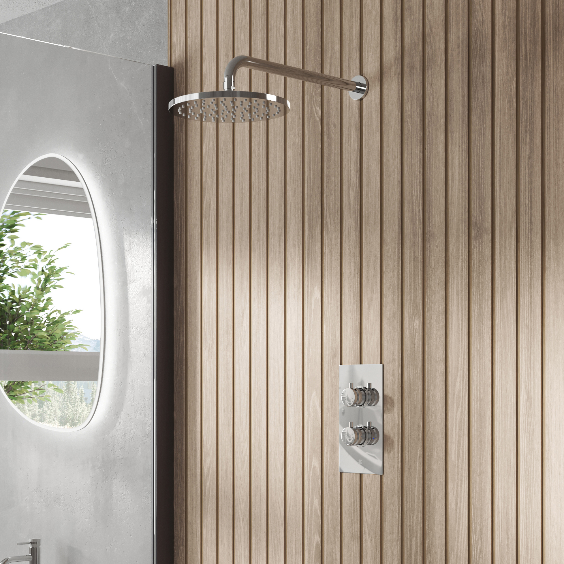 Core 1 Outlet Concealed Shower Valve & Wall Mounted Fixed Shower Head test