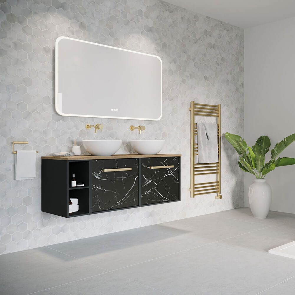 Crosswater MPRO Electric Brushed Brass Heated Towel Rail