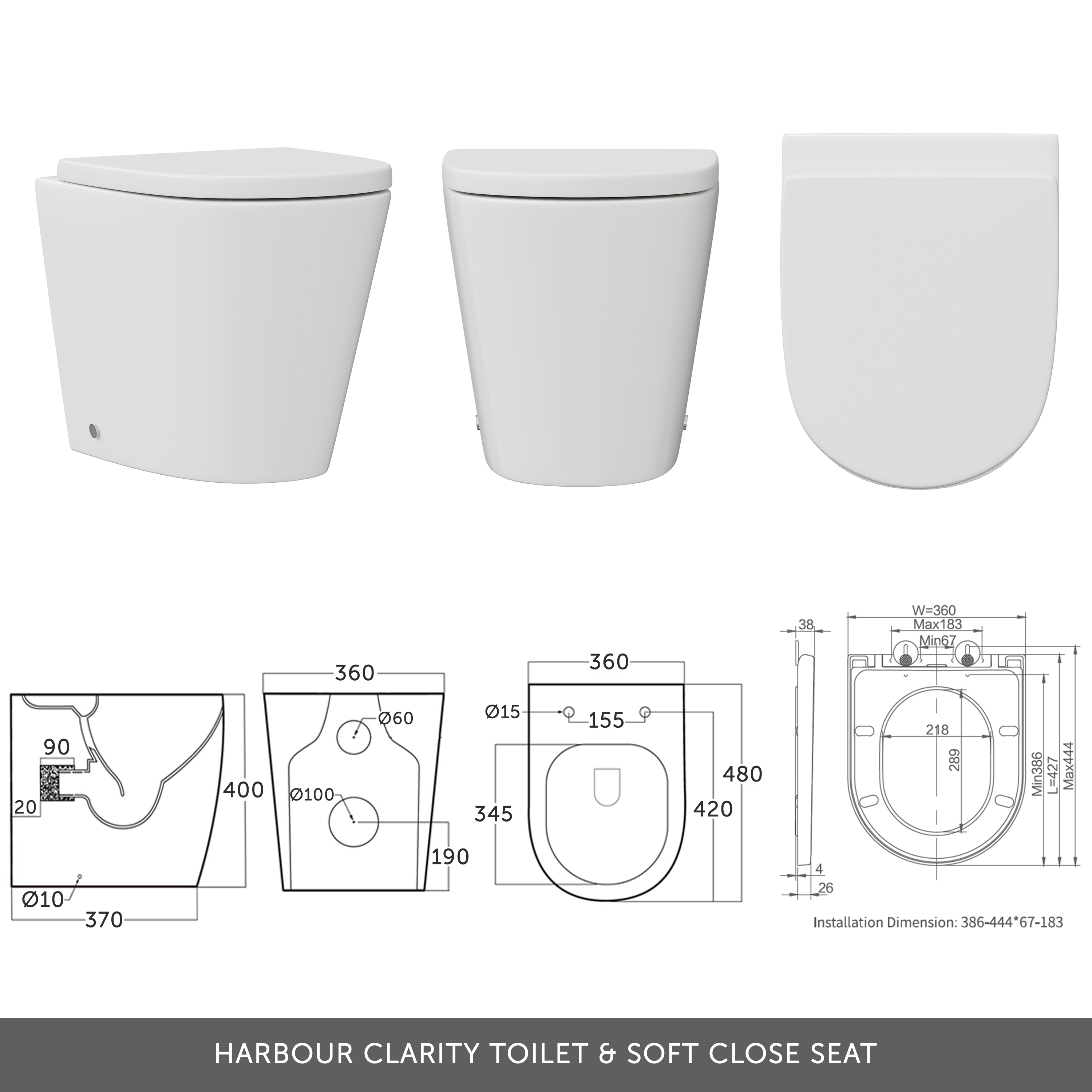 Vellamo Aspire 1100mm 2 Door Combination Basin & Toilet Unit - Gloss White