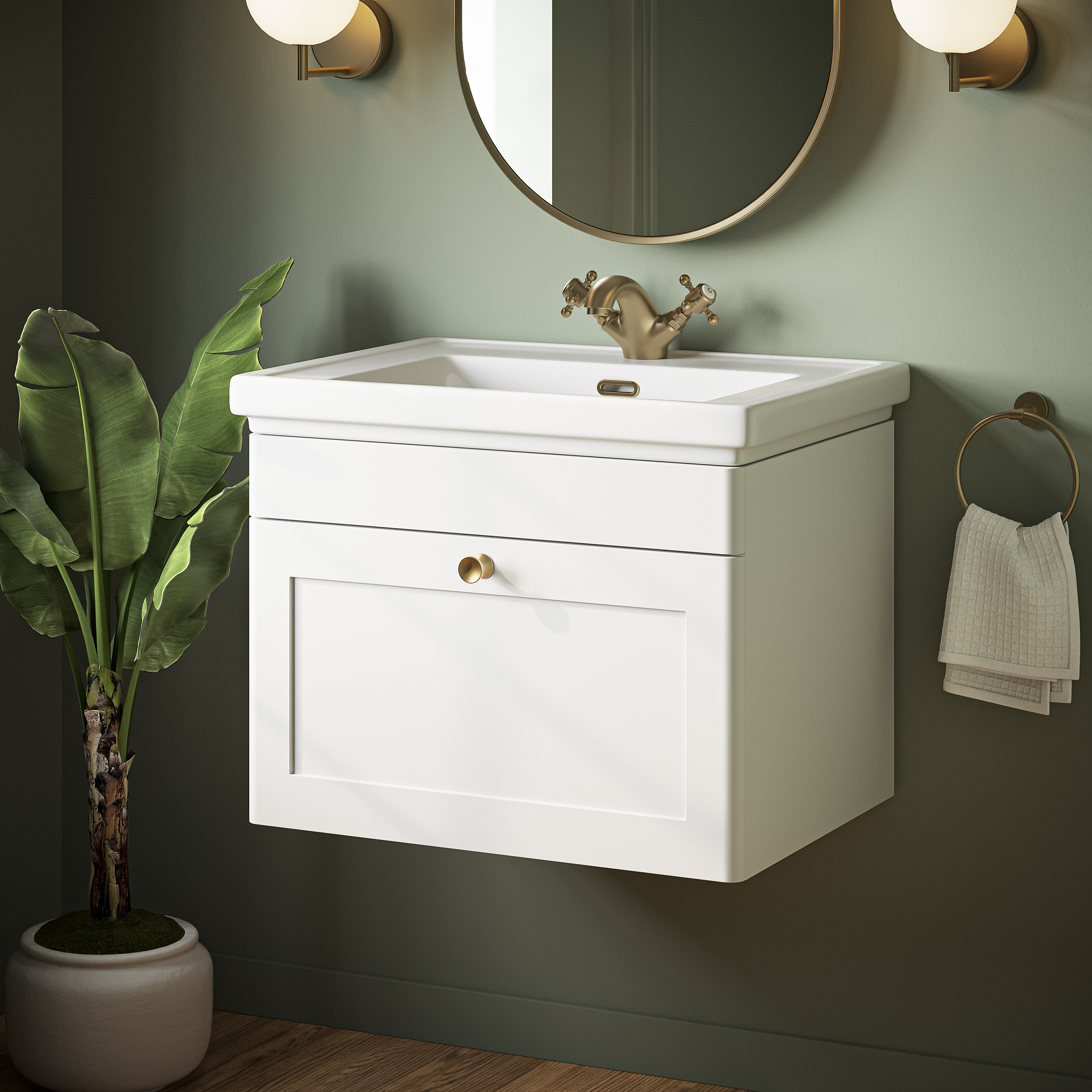 Butler & Rose Ophelia Traditional Toilet & 600mm Wall Hung Vanity Unit Bathroom Suite