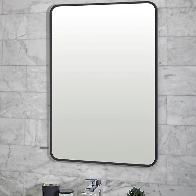 Vellamo Matt Black Rectangular Mirror - 700 x 500mm