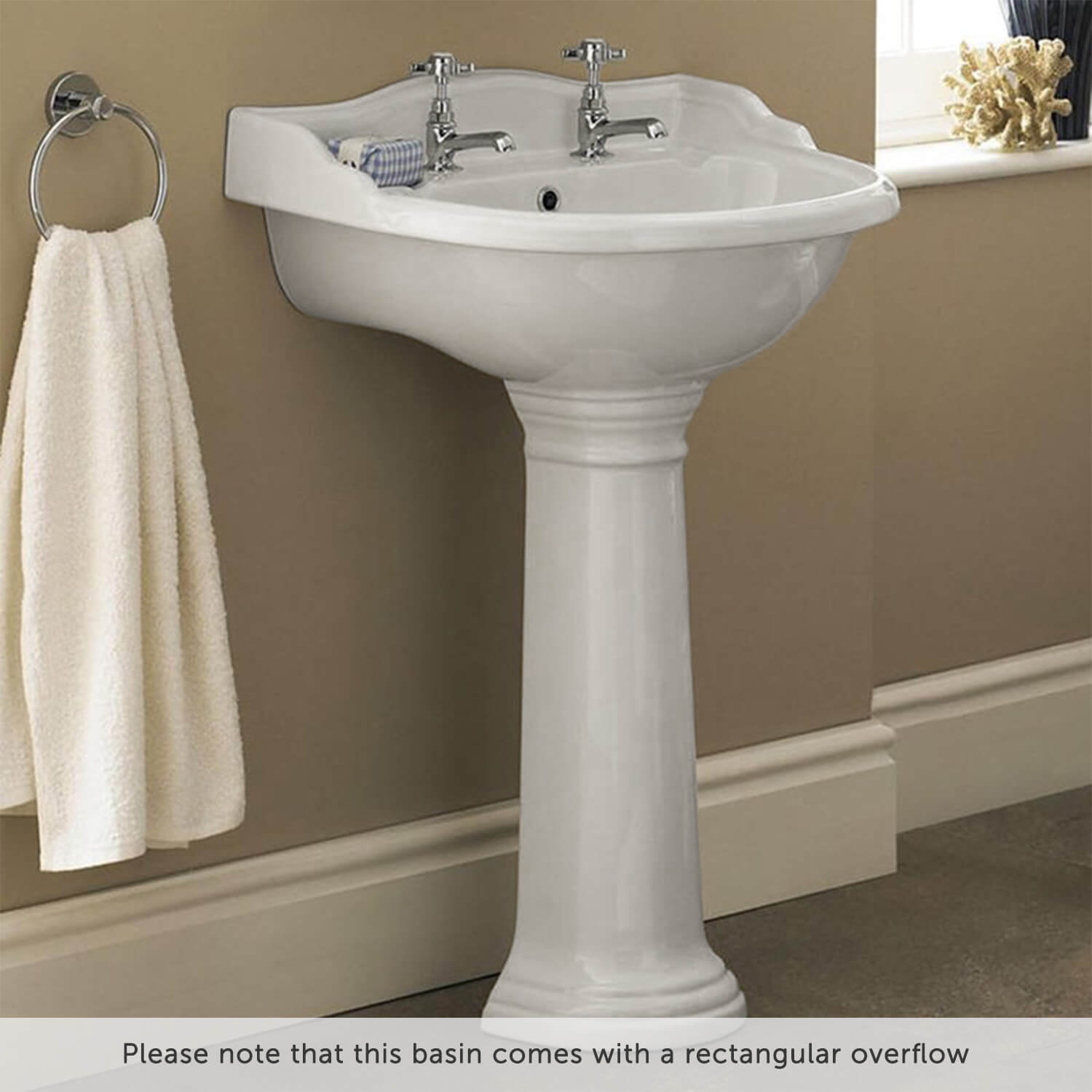 Butler & Rose Benedict 600mm Full Pedestal & Basin - 2 Tap Hole