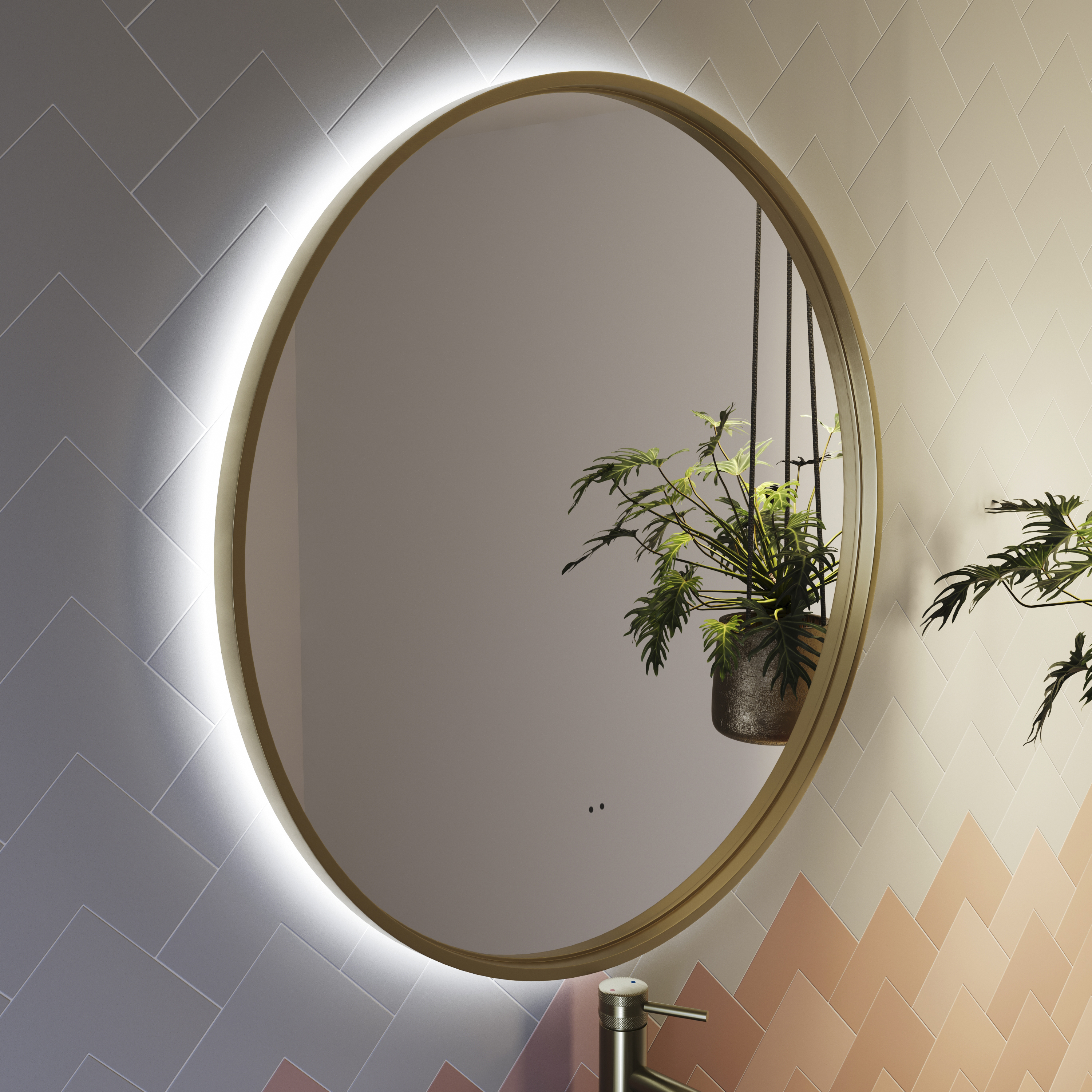 Core LED Illuminated Round Framed Mirror with Demister Pad & Colour Change Lights - 600mm