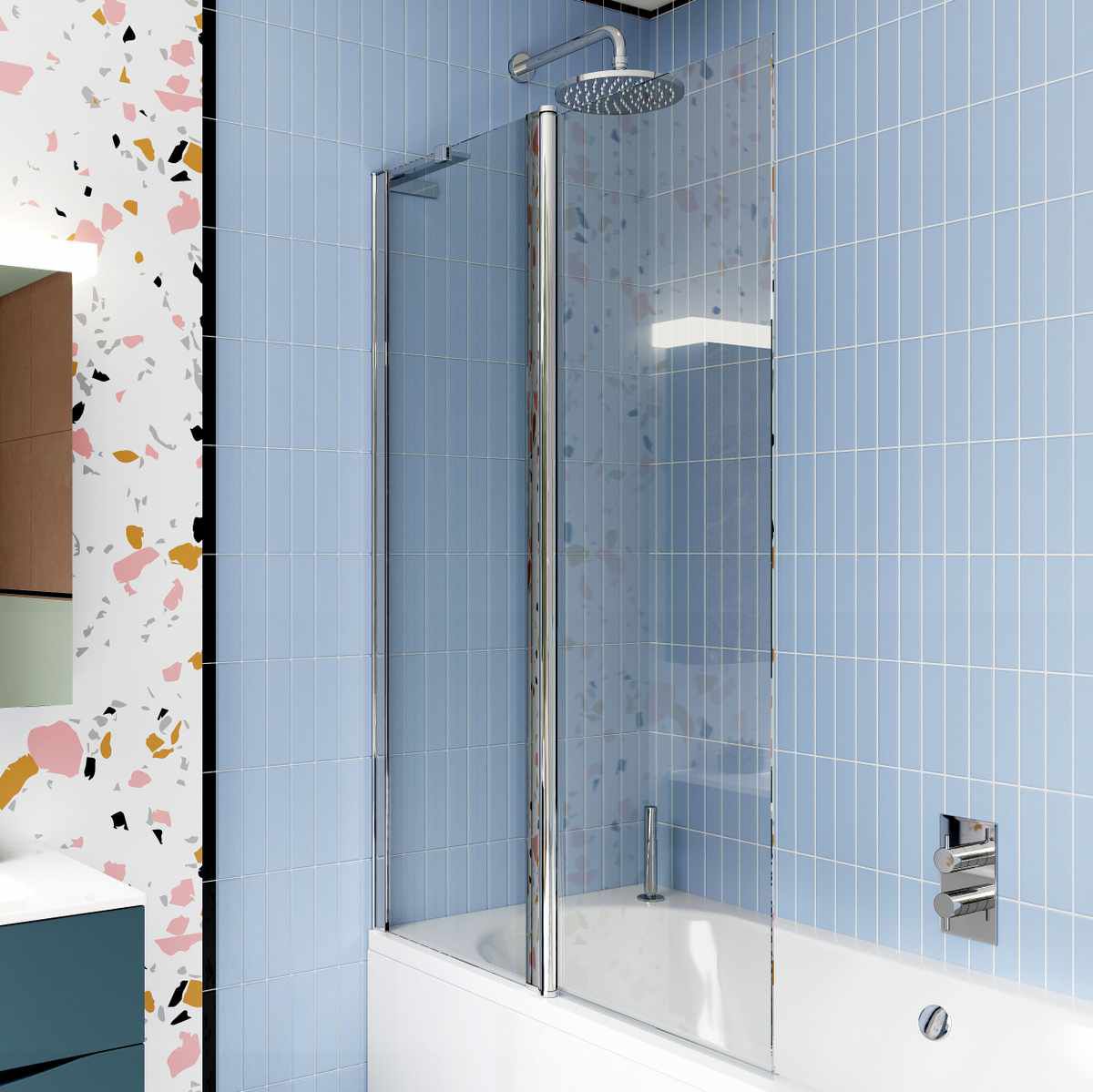 Crosswater Design Double Panel Bath Screen - 1500 x 1060mm