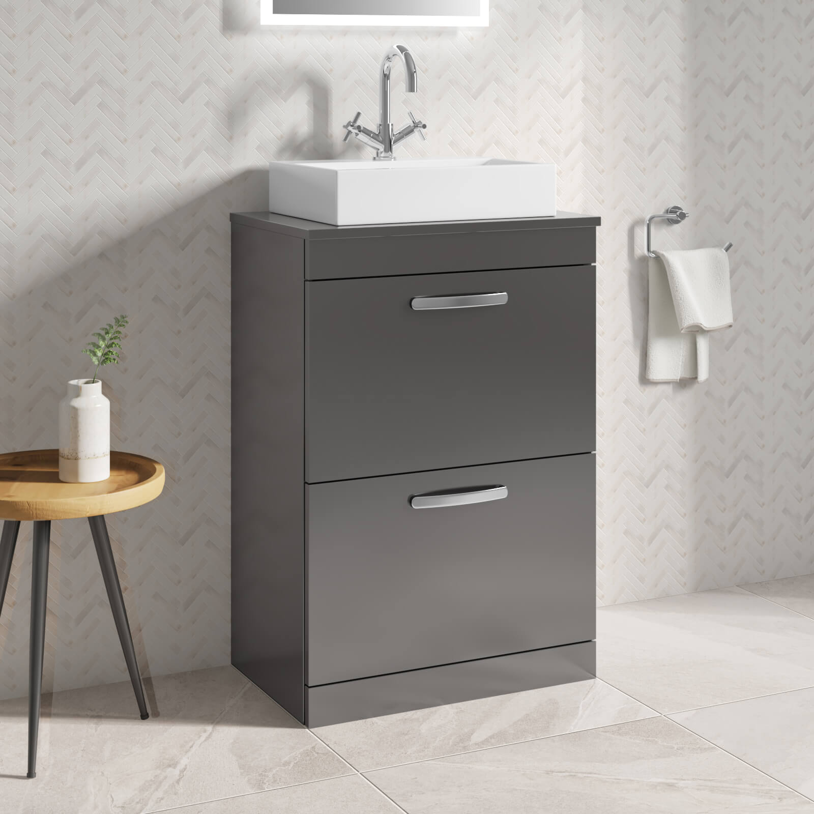 Emily 600mm Floorstanding 2 Drawer Unit and Countertop