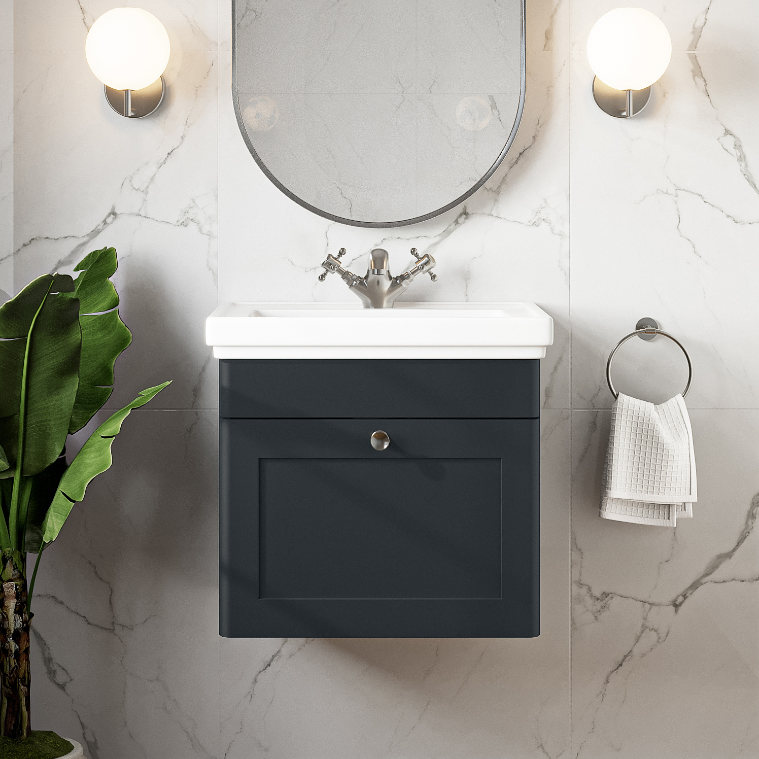 Butler & Rose Ophelia 500mm Wall Mounted 1 Drawer Vanity Unit & Basin test