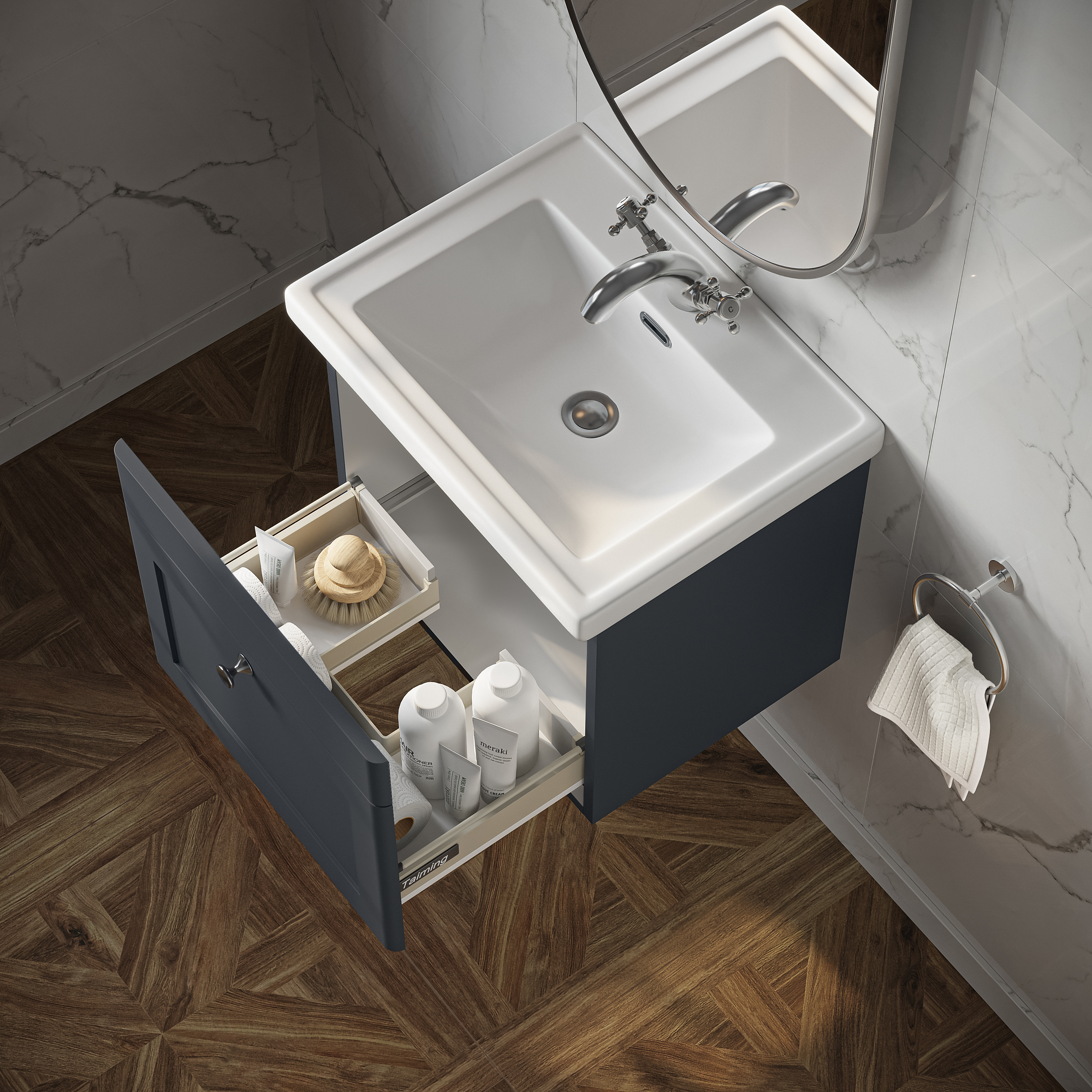 Butler & Rose Ophelia Traditional Toilet & 500mm Wall Hung Vanity Unit Bathroom Suite