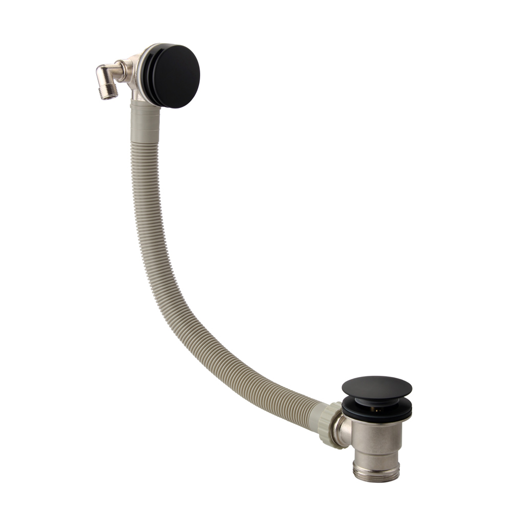 Harbour Status Matt Black Concealed Shower Valve, Fixed Ceiling Mounted Head & Overflow Bath Filler