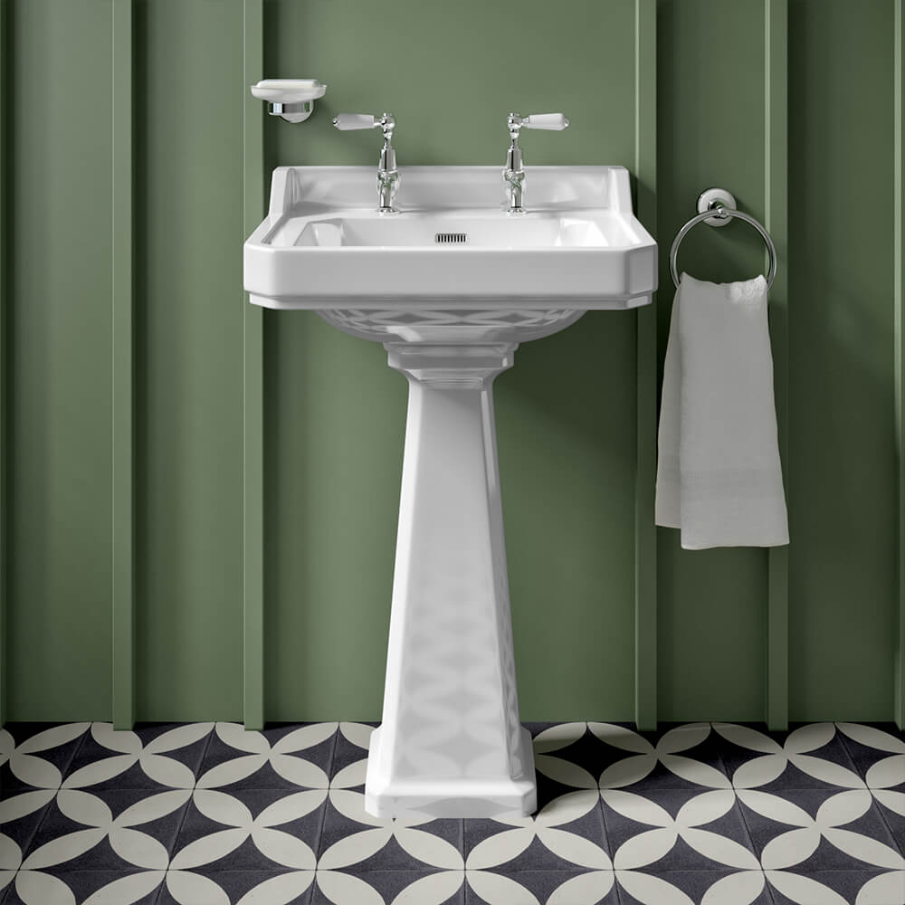 Butler & Rose Catherine 560mm Full Pedestal & Basin - 2 Tap Hole