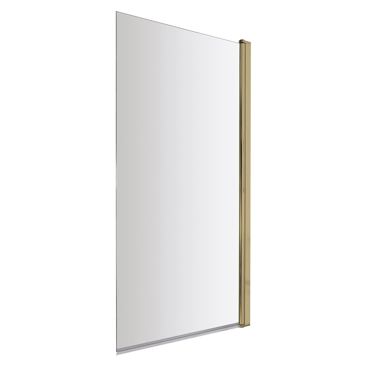 Vellamo Brushed Brass Square Corner Hinged Bath Screen - 1430 x 775mm
