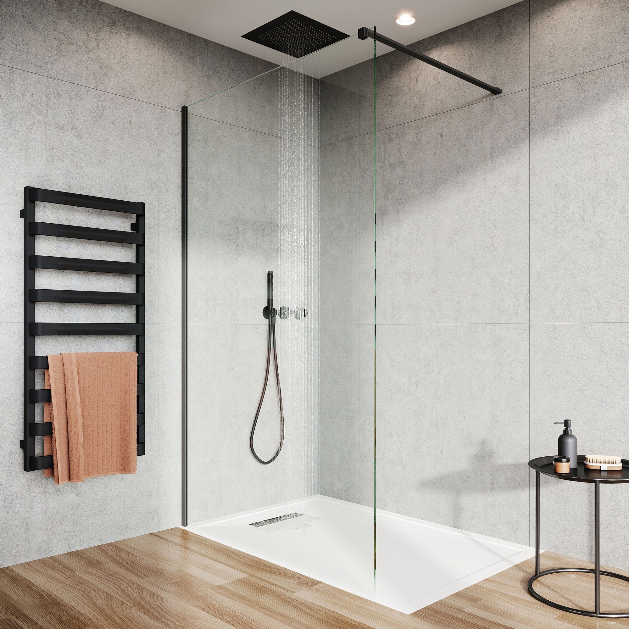 Crosswater Gallery 8 Walk In Shower Enclosure 8mm Panels with Multiple Configurations - Matt Black