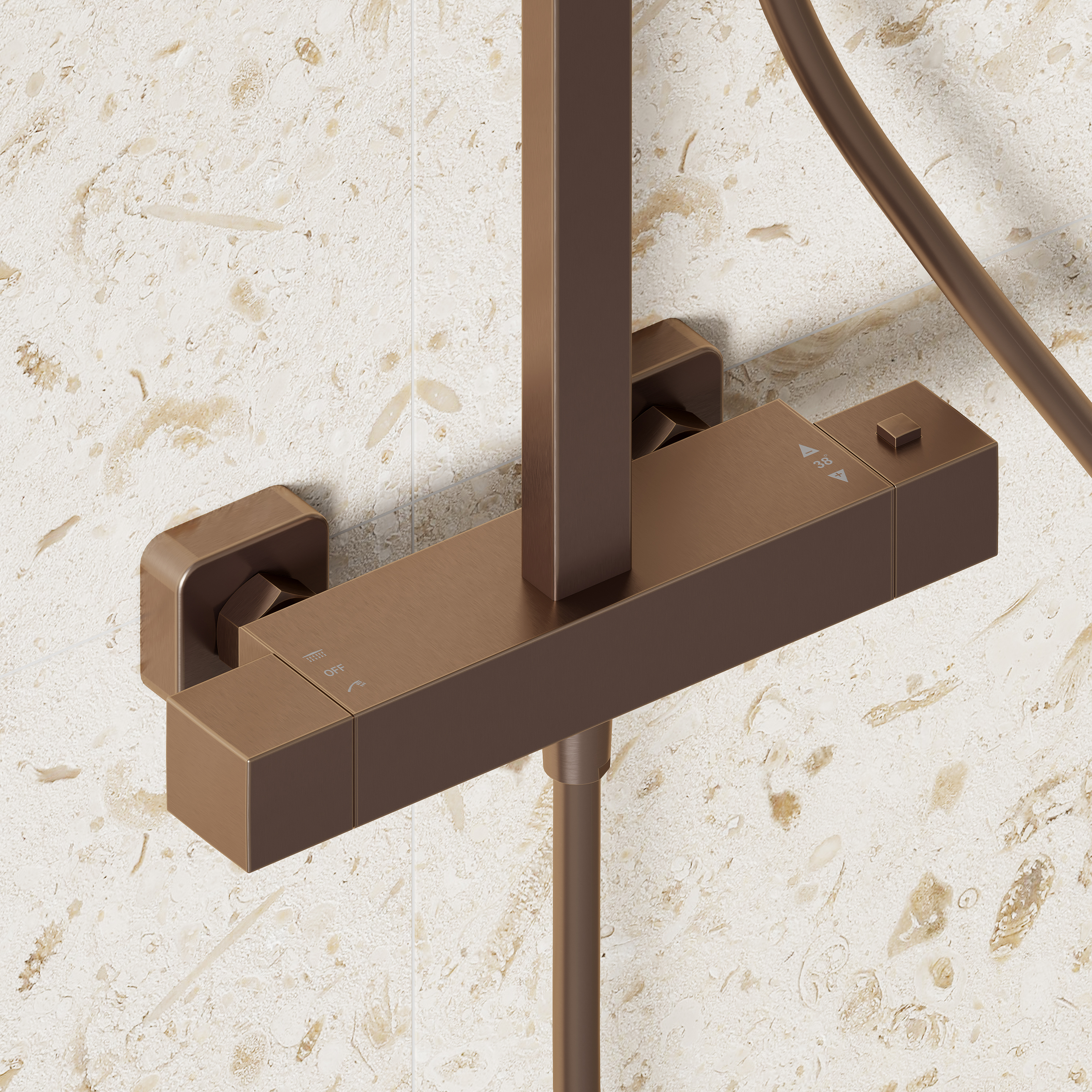 Harbour Status Cool Touch Square Thermostatic Rigid Riser Shower Kit