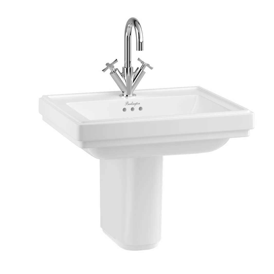Burlington Riviera Square Basin & Semi Pedestal - 580mm & 650mm
