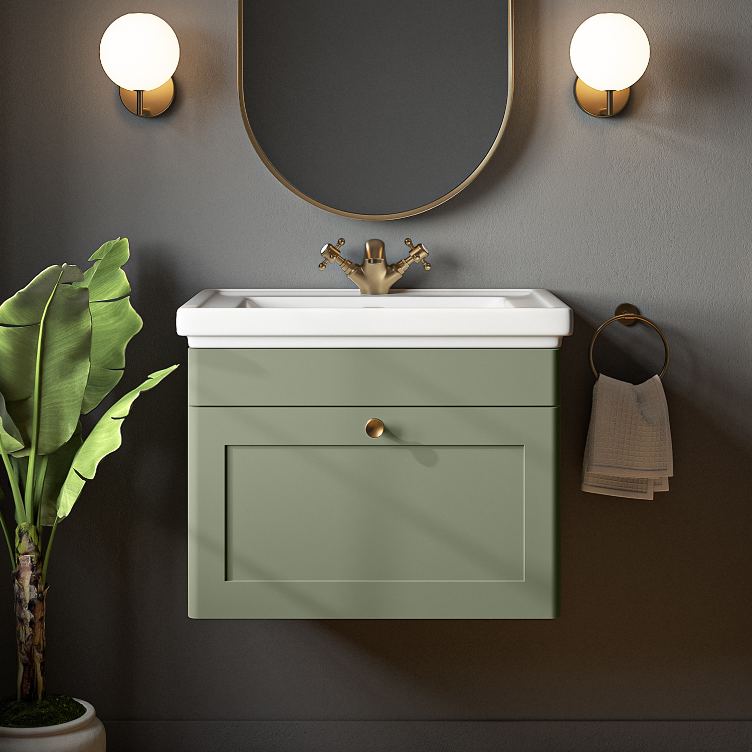 Butler & Rose Ophelia Traditional Toilet & 600mm Wall Hung Vanity Unit Bathroom Suite