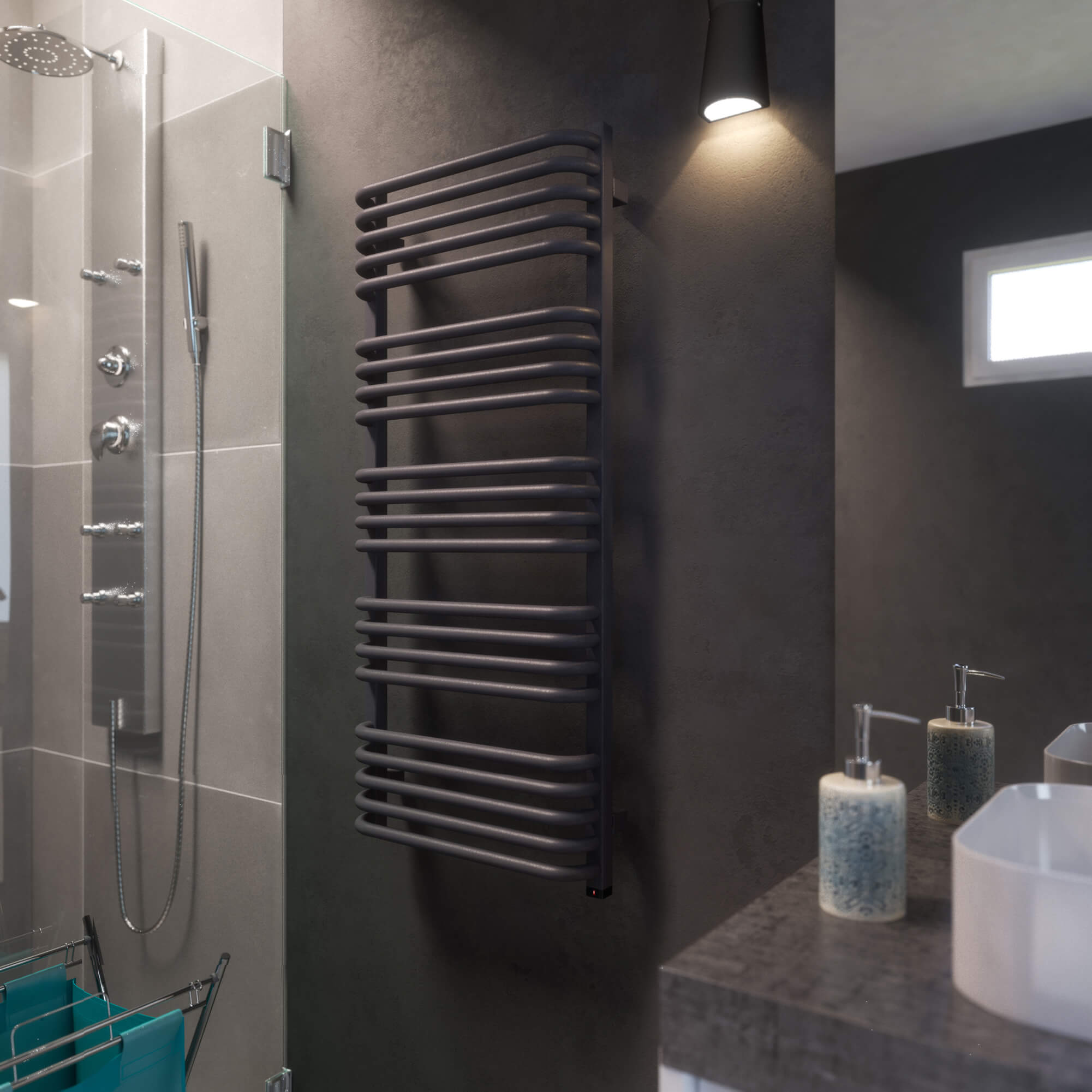 Terma Alex One Electric Heated Towel Rail with Heating Element - Modern Grey - 1140 x 500mm