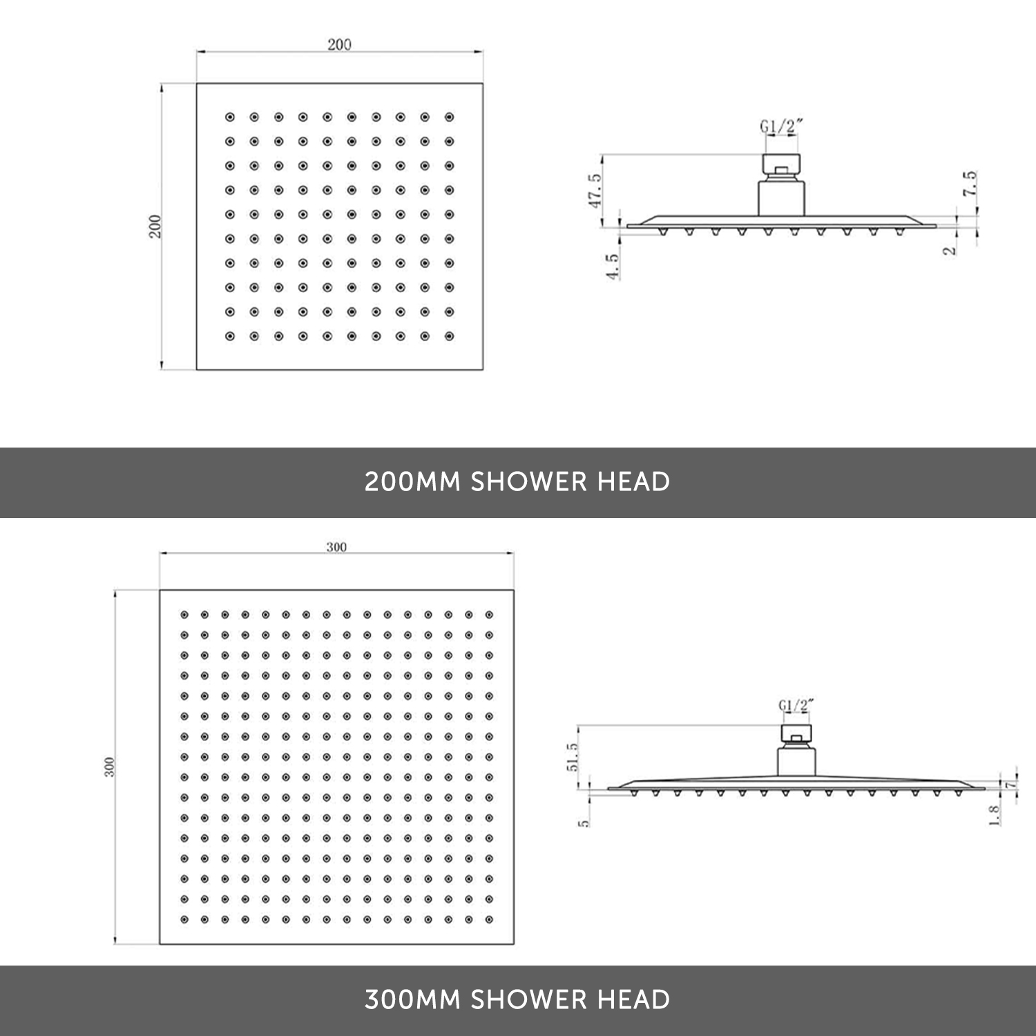 Harbour Status Concealed Shower Valve & Wall Mounted Fixed Shower Head - Matt Black