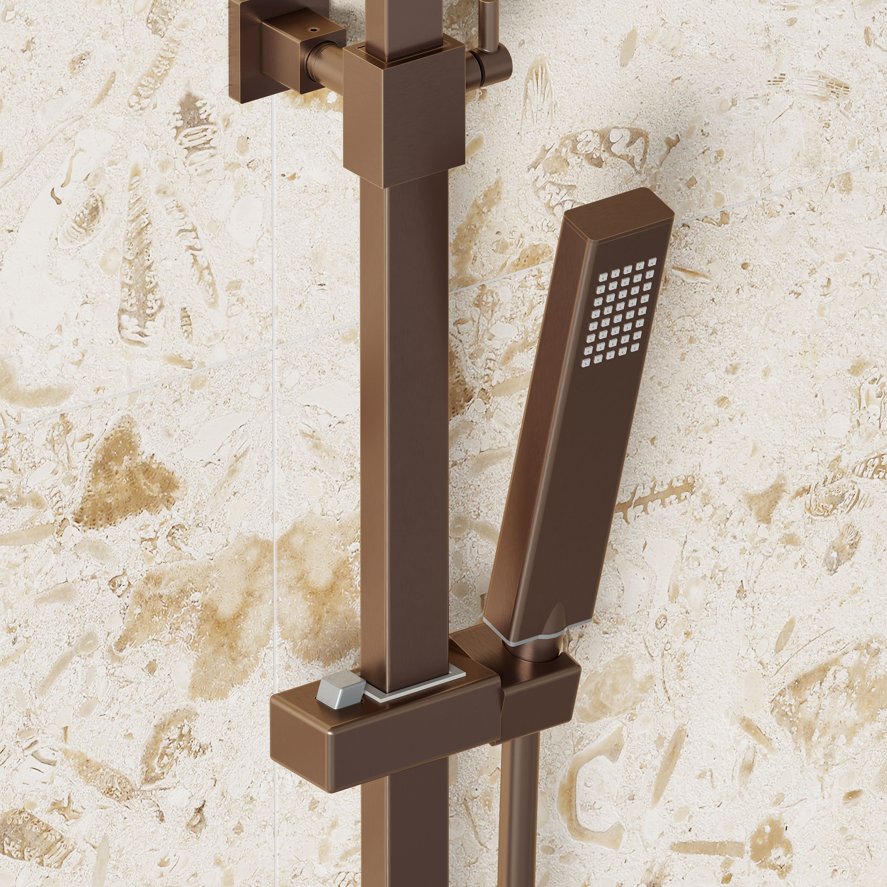 Harbour Status Cool Touch Square Thermostatic Rigid Riser Shower Kit
