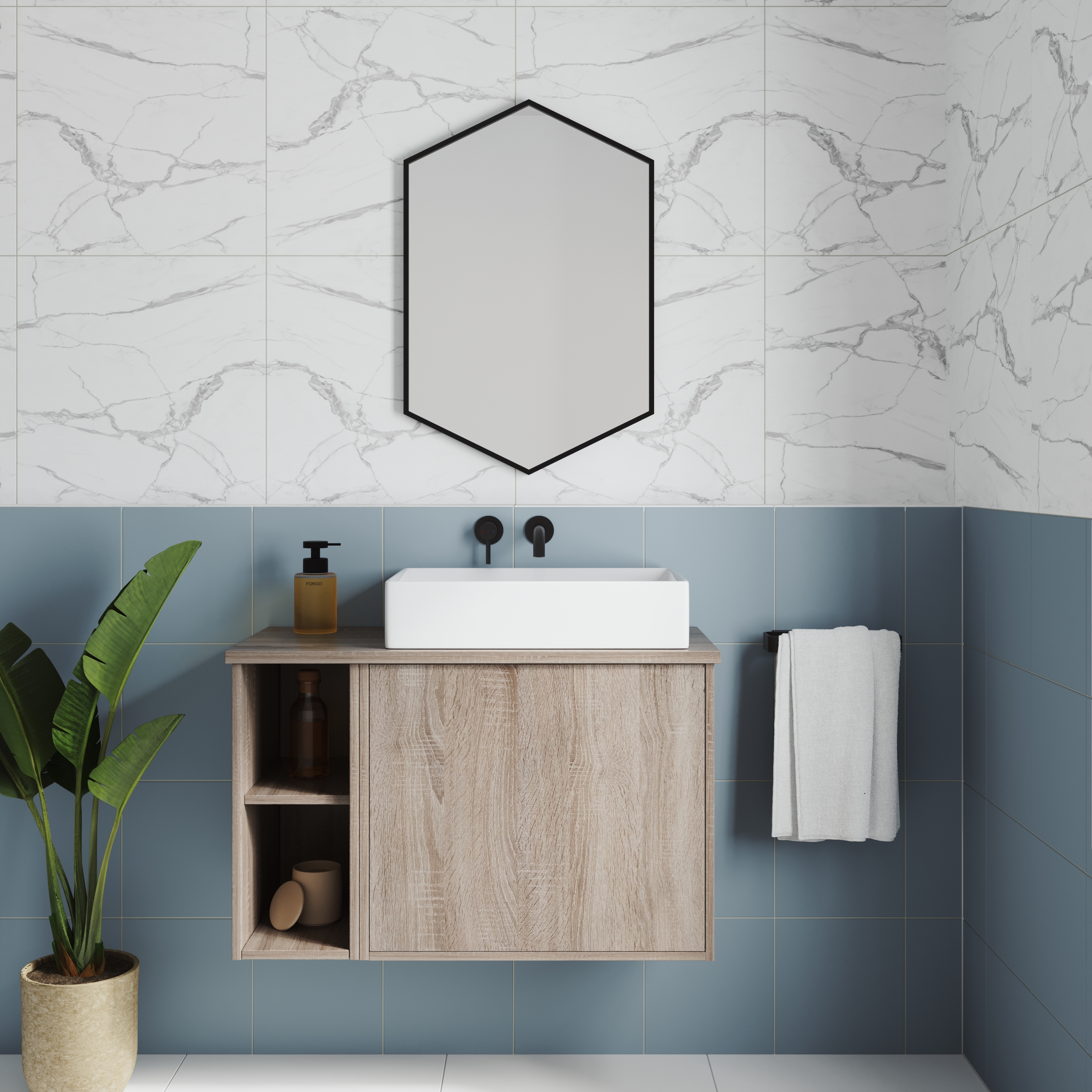 Vellamo Wonder Hexagonal Framed Mirror - 500 x 750mm