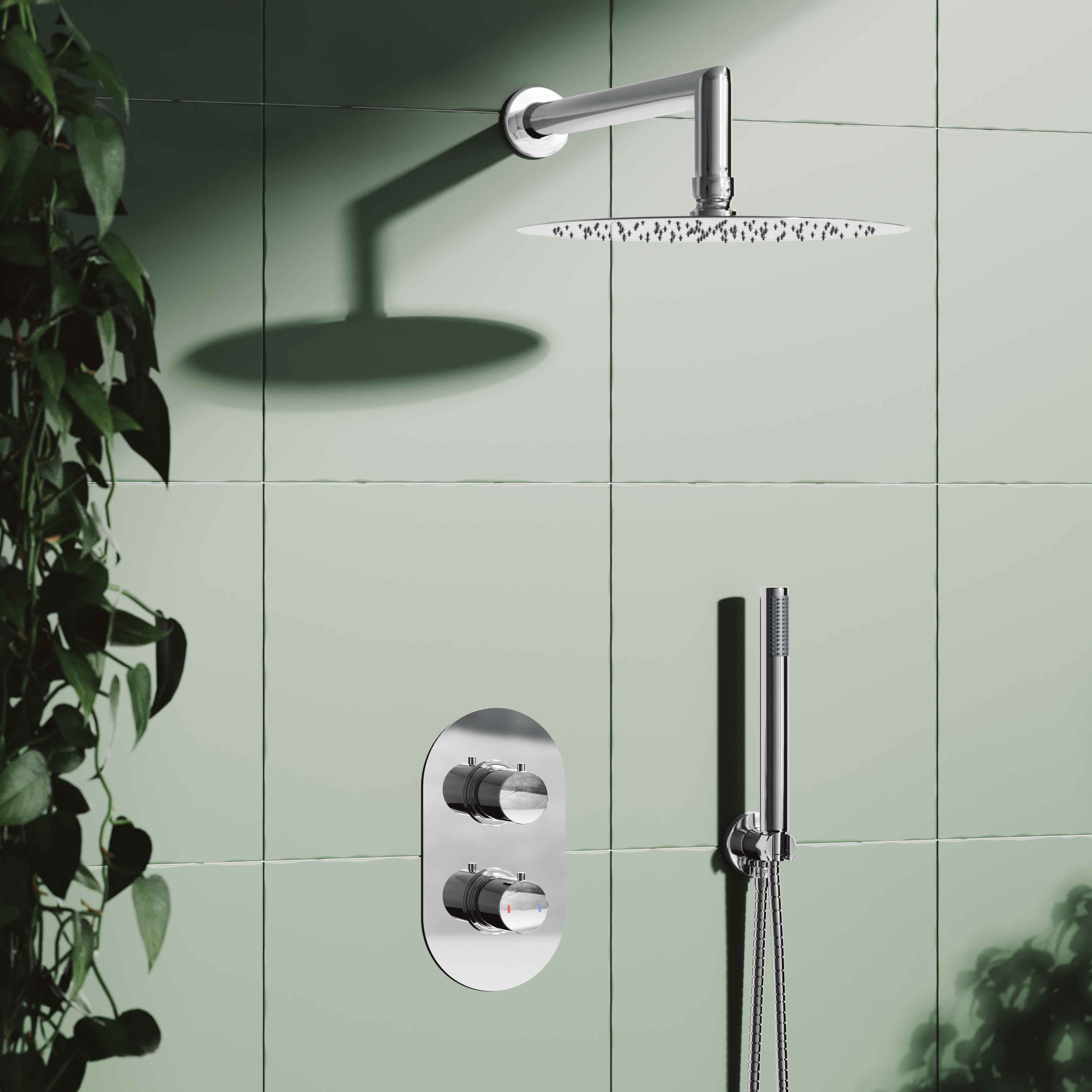 Holly Concealed Shower Valve, Fixed Shower Head & Handset