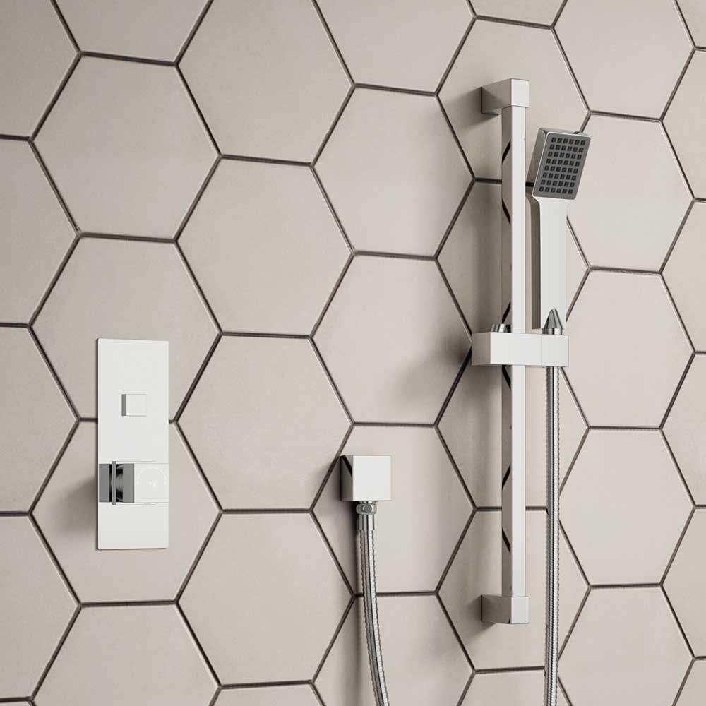 Jordan Concealed Thermostatic Push Button Shower Valve & Slide Rail Kit