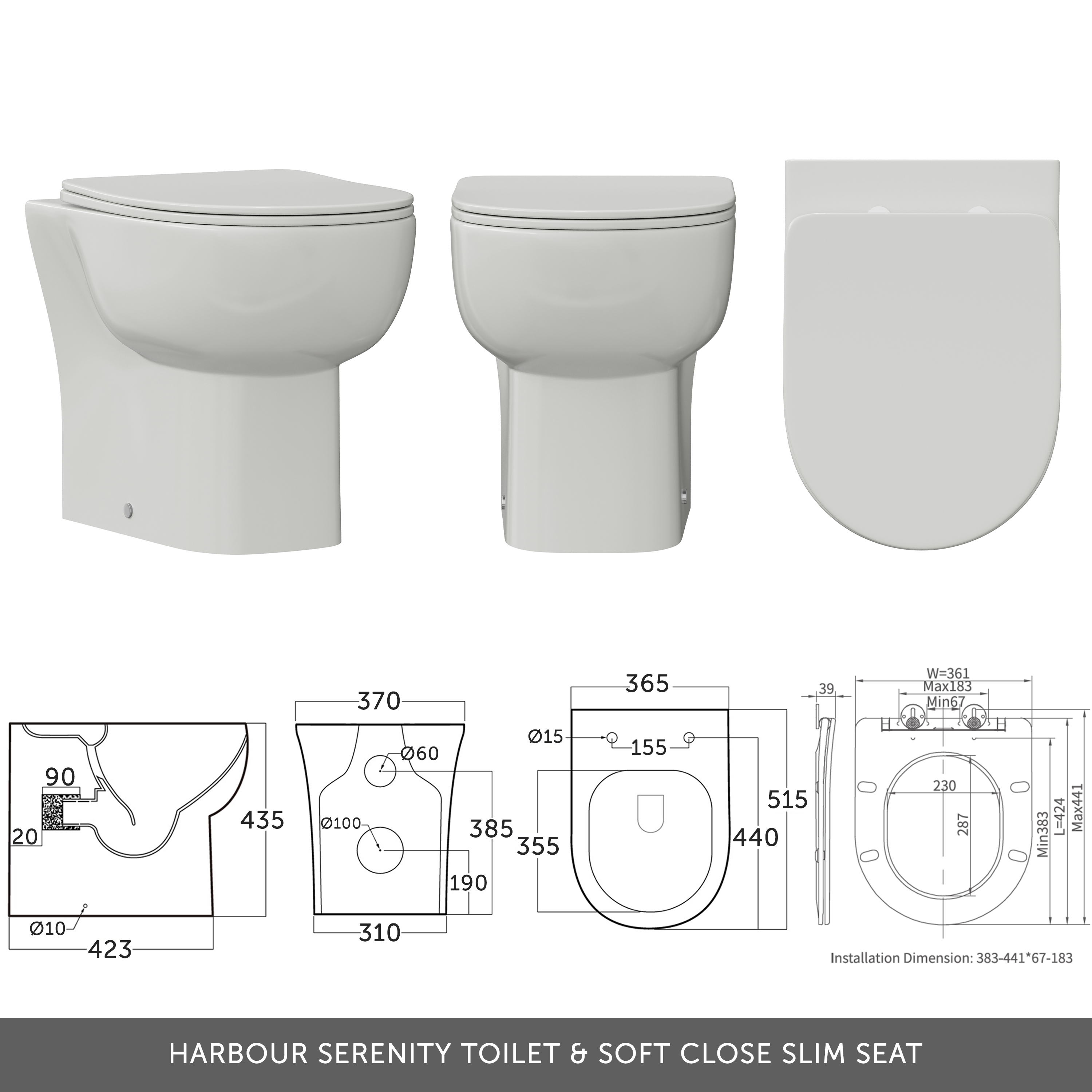Dylan 1100mm Combination Basin & Toilet Unit - Matt Anthracite