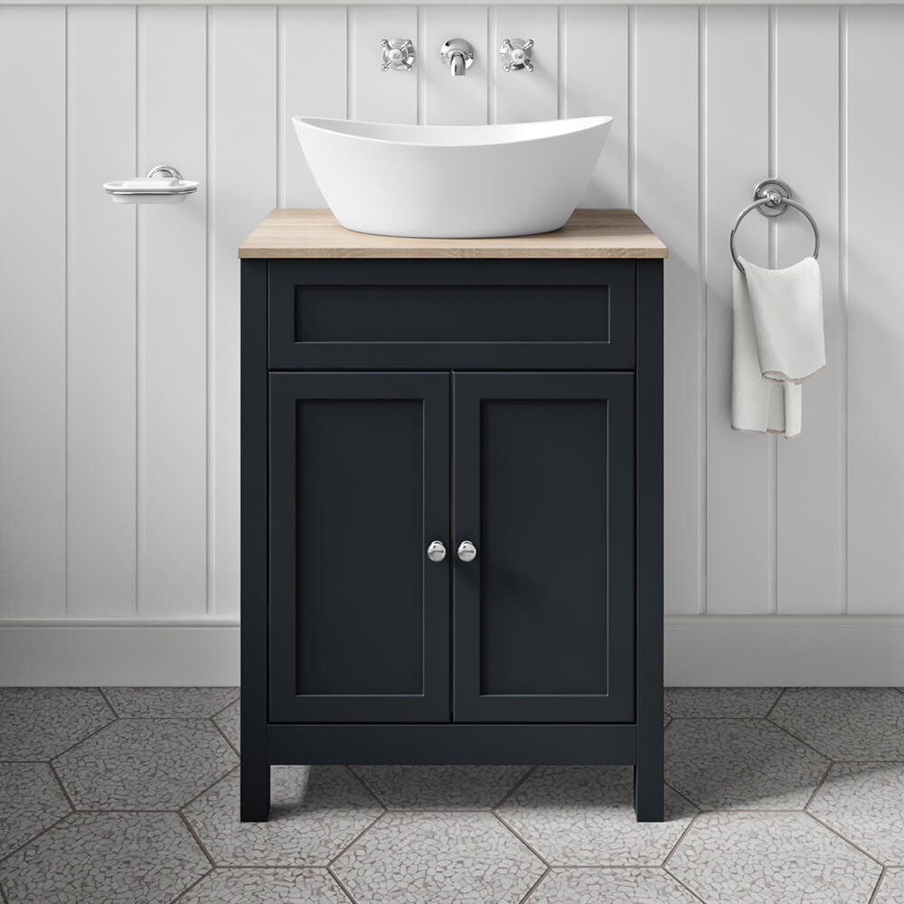 Butler & Rose Catherine 600mm Floorstanding Vanity Unit with Country Oak-Effect Countertop
