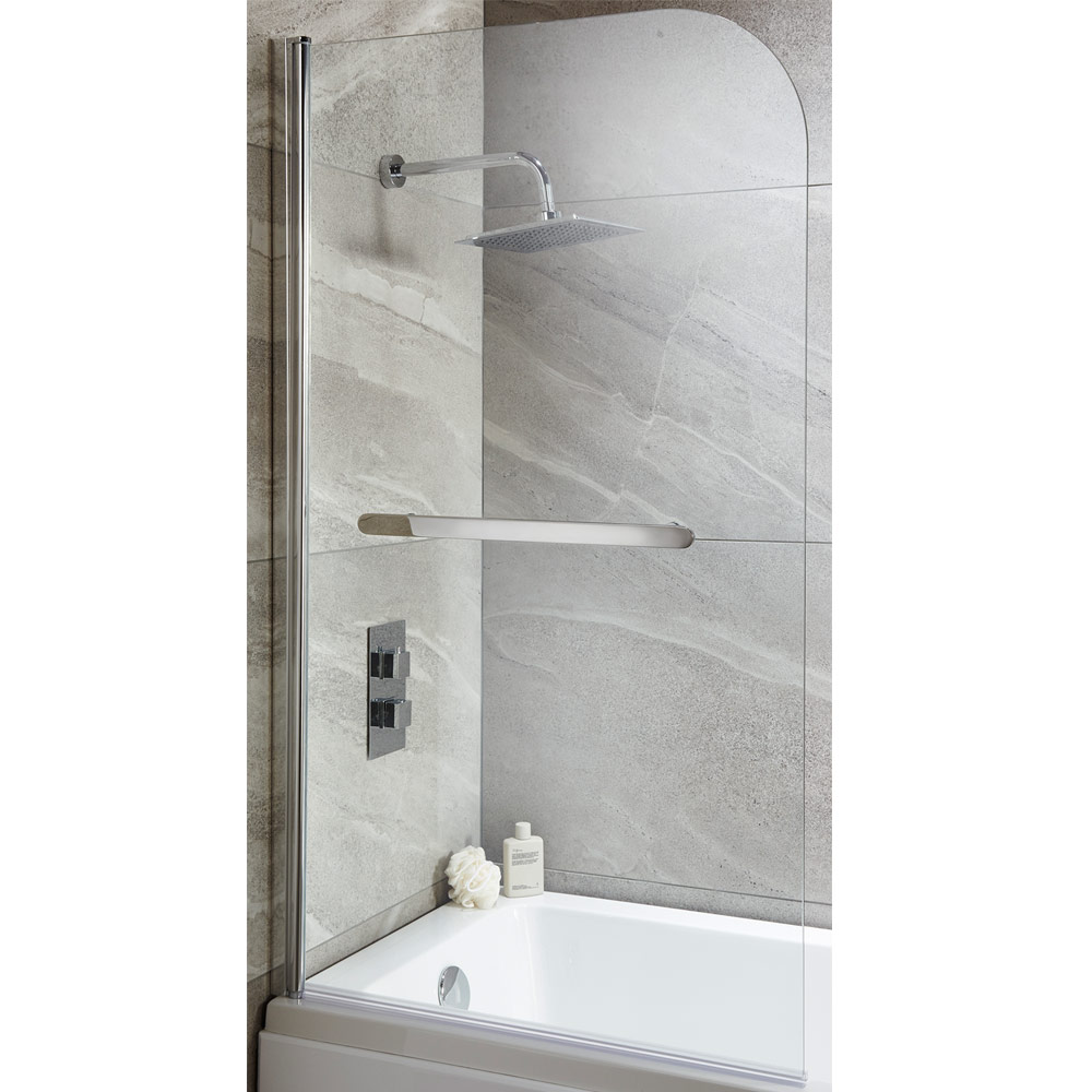 Harbour i6 Easy Clean 6mm Round Bath Screen & Towel Rail - 1400 x 800mm