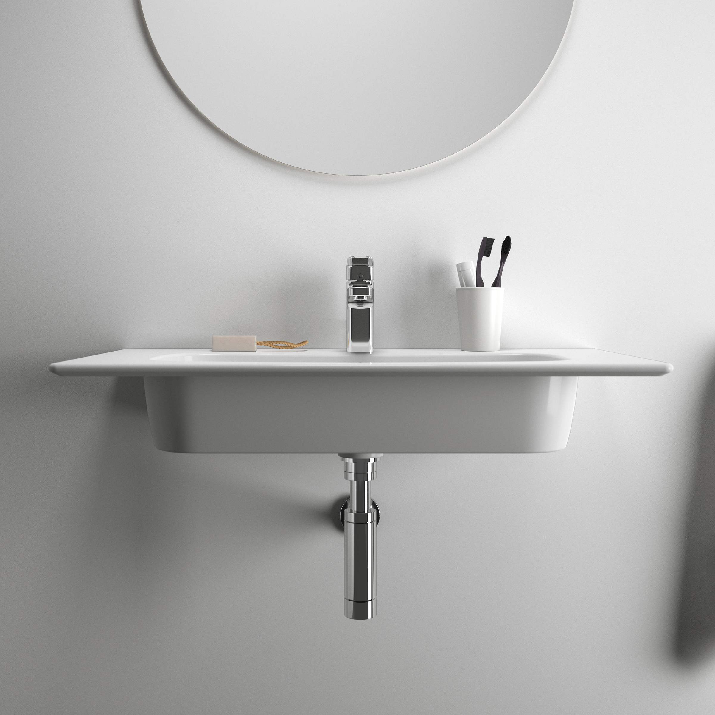 Ideal Standard i.life A Wall Hung Basin & Chrome Bottle Trap