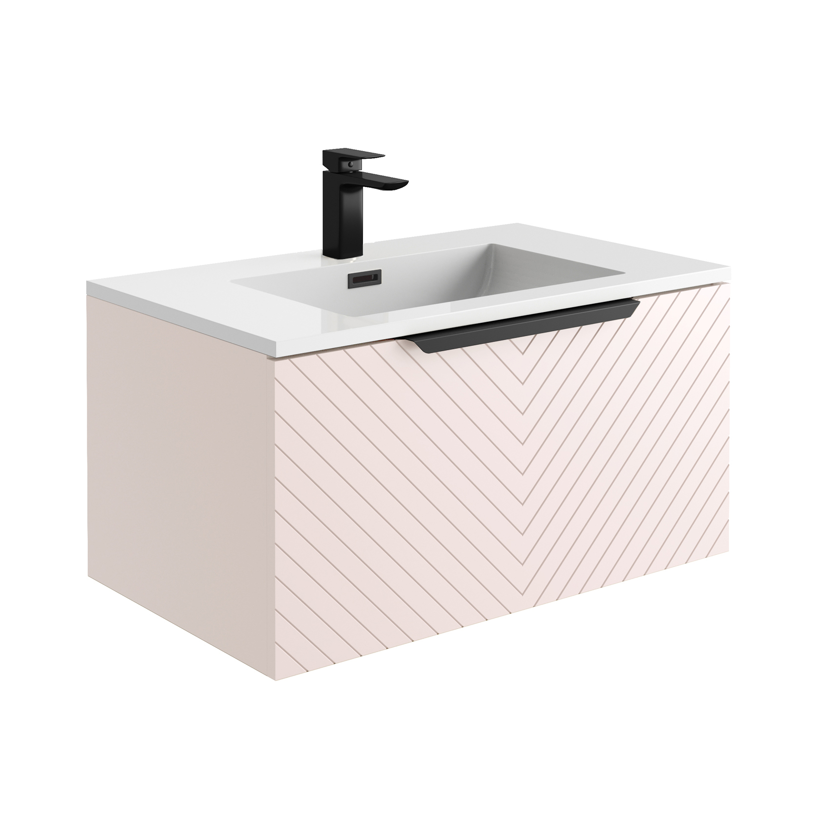 Harbour Symmetry 800mm Wall Hung Vanity Unit with Matt Black Handle & Basin