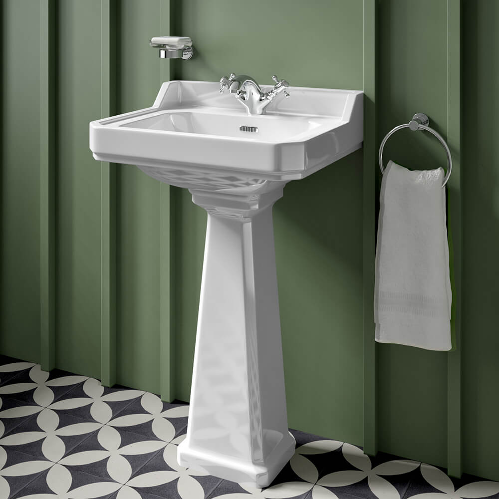 Butler & Rose Catherine 600mm Full Pedestal & Basin - 1 Tap Hole