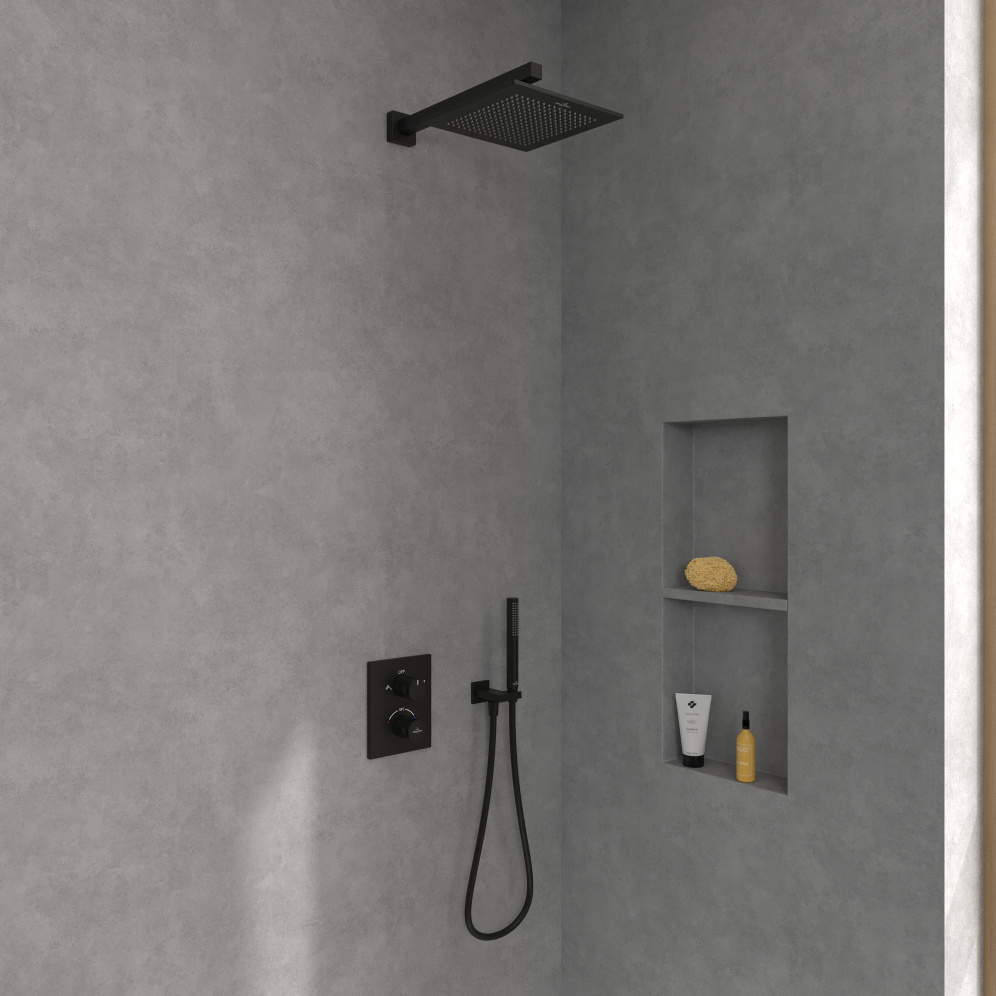 Villeroy & Boch Universal Square Shower Head 250mm - Matt Black