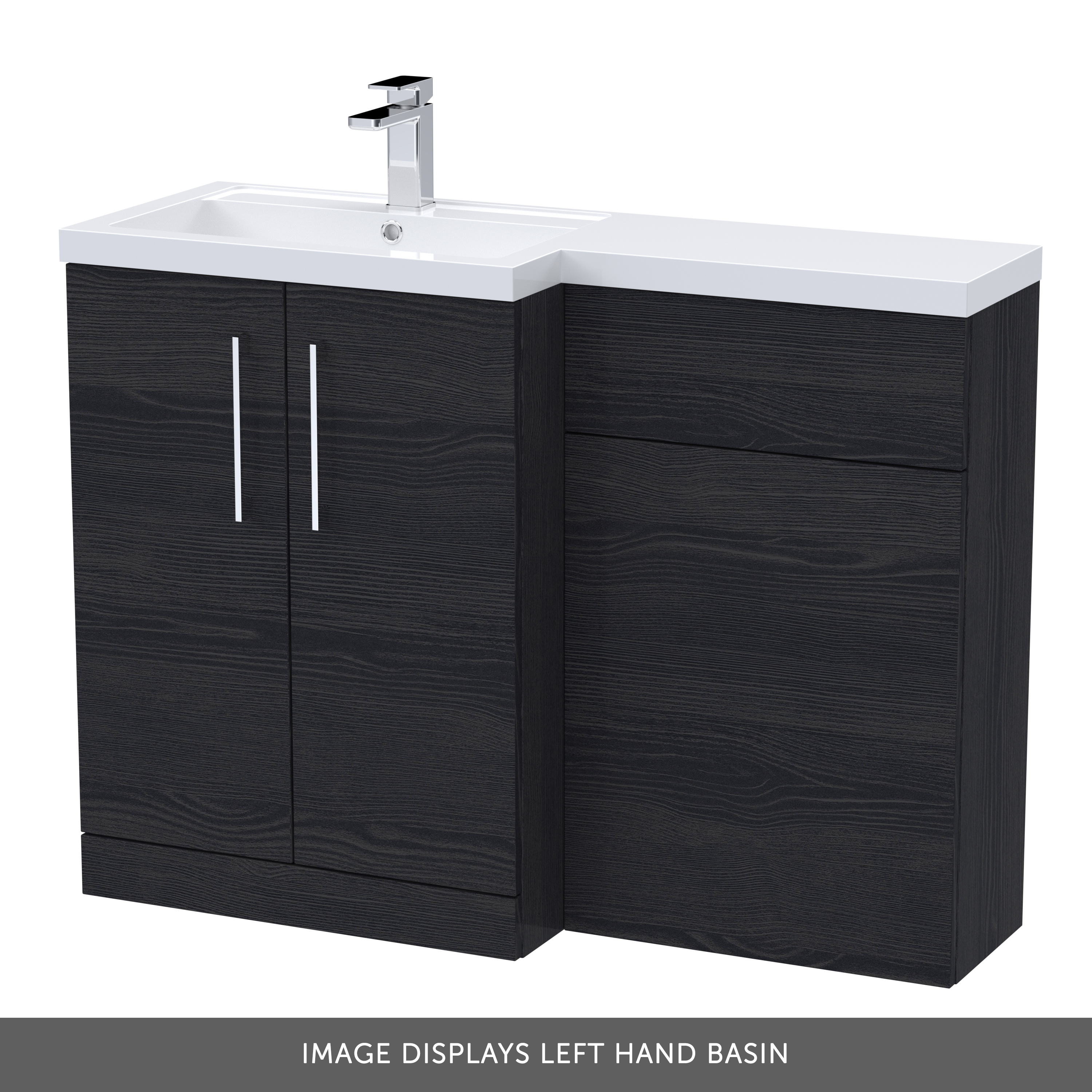Erin 1100mm Black Charcoal Combination Bathroom 2 Door Sink & Toilet Unit