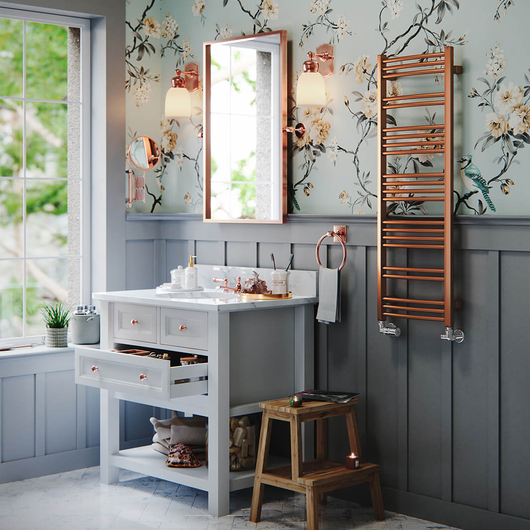 Terma Jade Curved Heated Towel Rail - True Copper - 2 Sizes