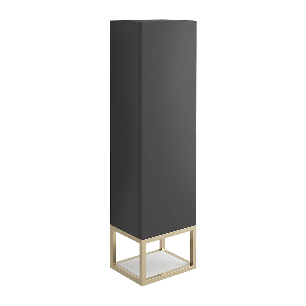 Harbour Virtue 1100mm Wall Mounted Tall Storage Cabinet with Brushed Brass Frame Shelf