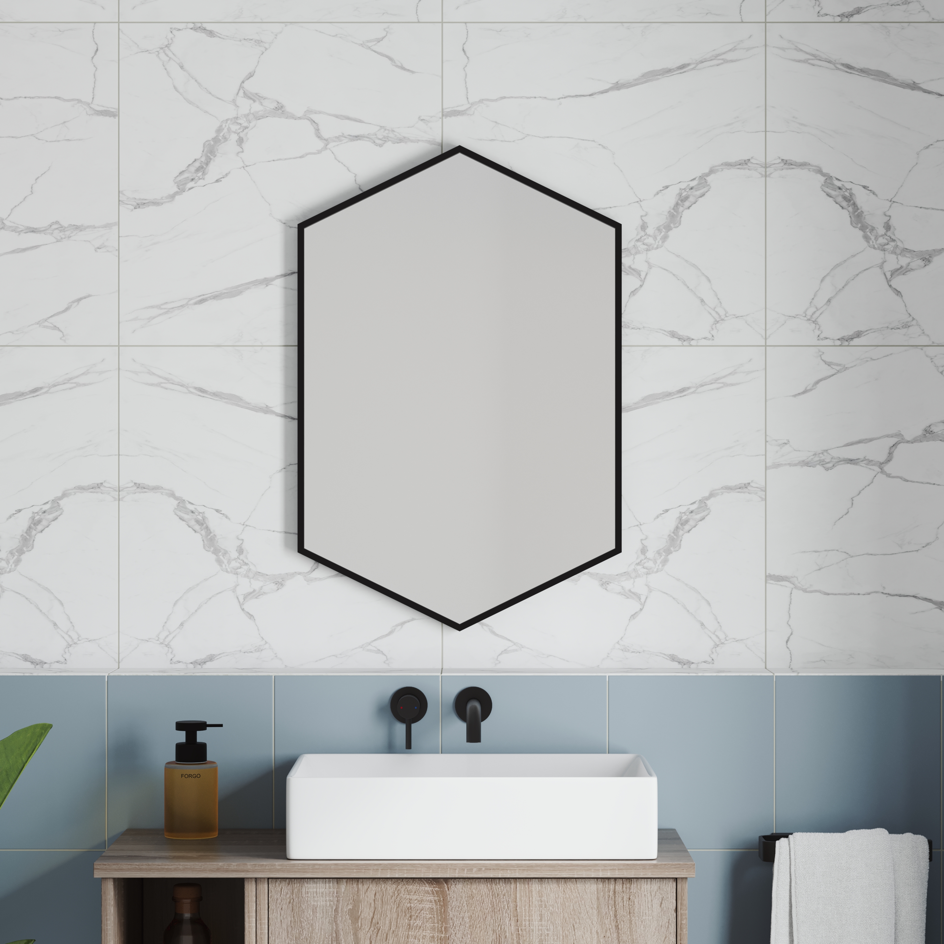 Vellamo Wonder Hexagonal Framed Mirror - 500 x 750mm