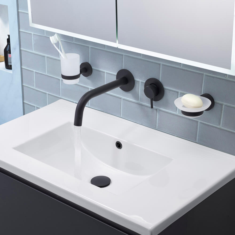VOS Soap Dish with Glass - Matt Black