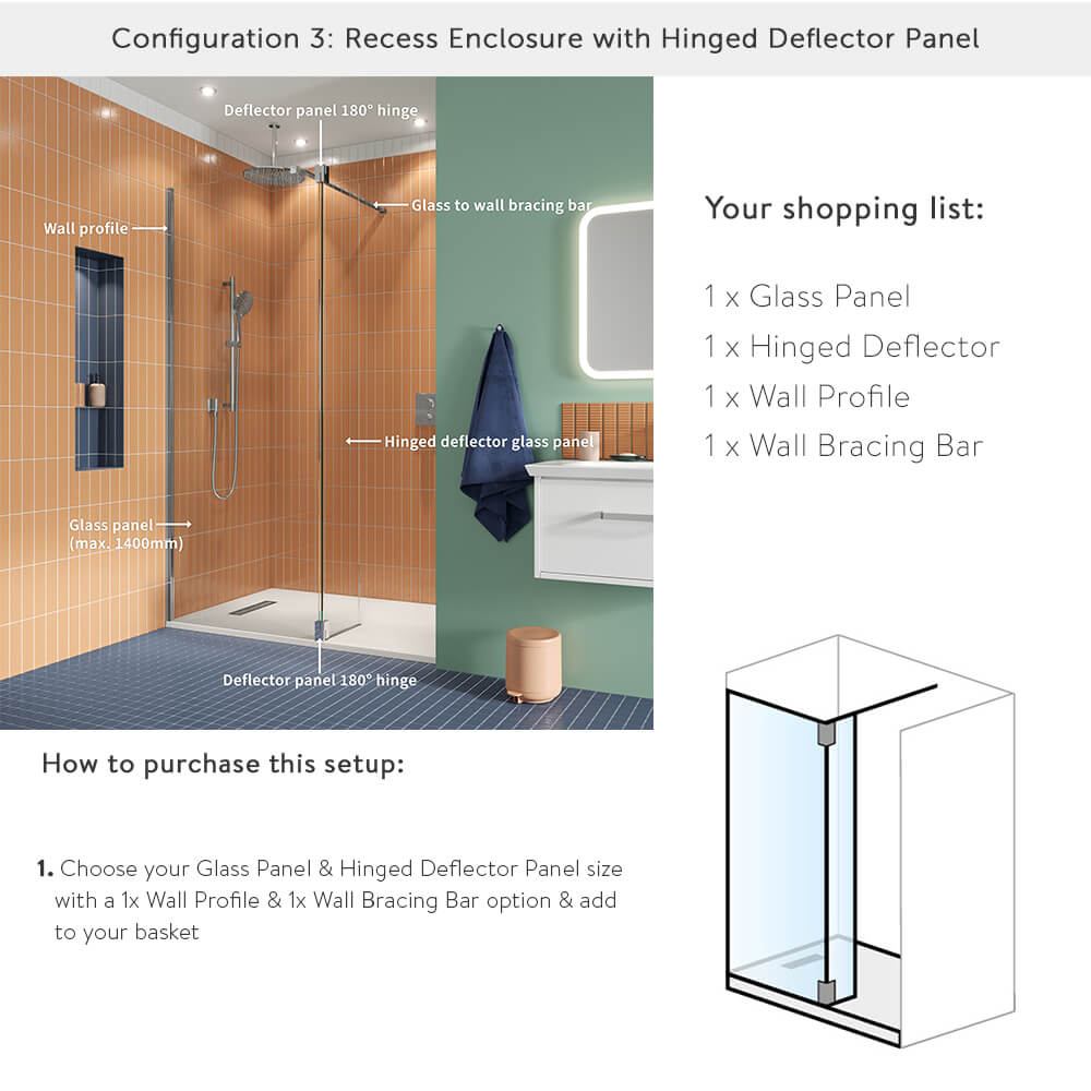 Crosswater Gallery 8 Walk In Shower Enclosure 8mm Panels with Multiple Configurations - Matt Black