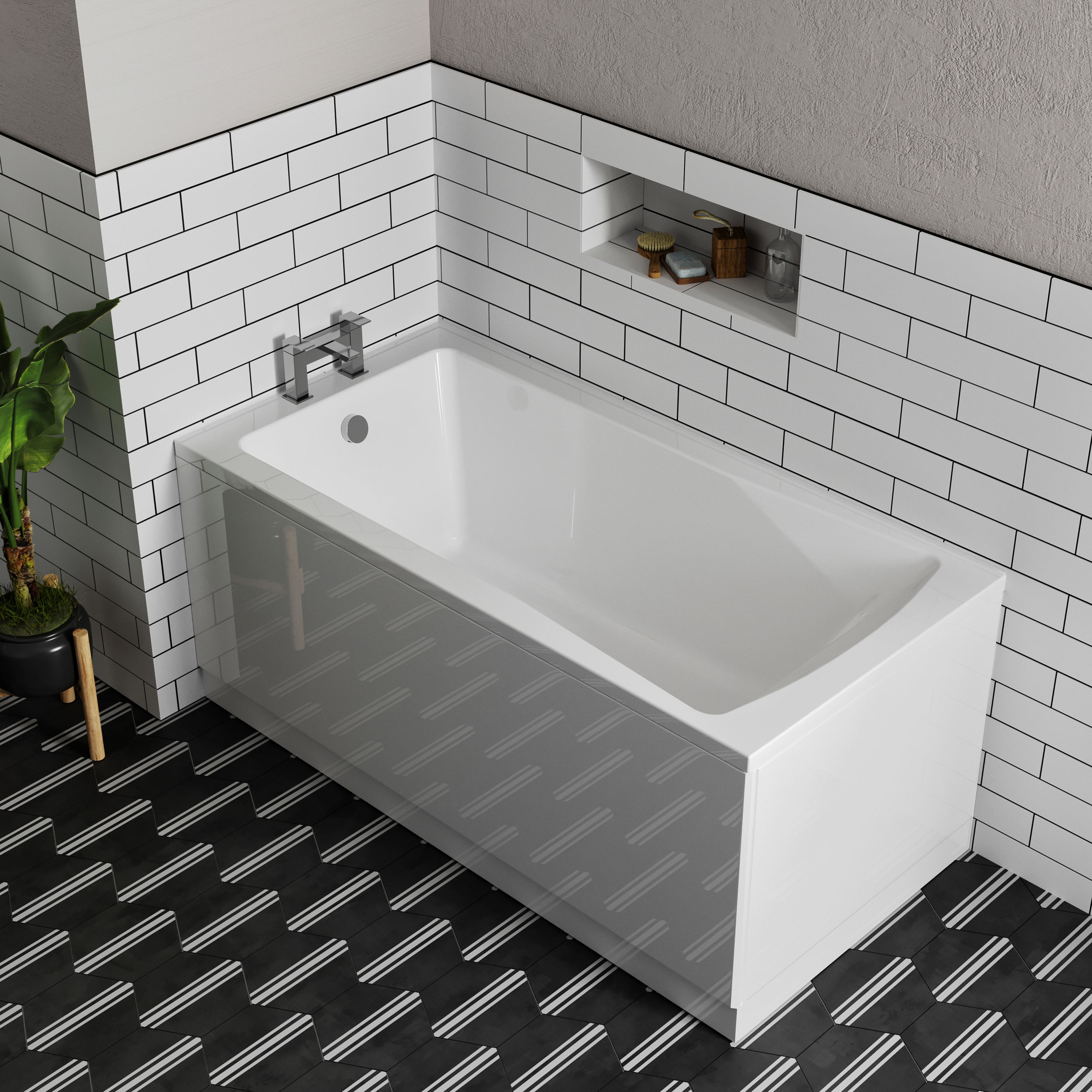 Emily Modern Bathroom Suite with Rimless Toilet & Front Bath Panel