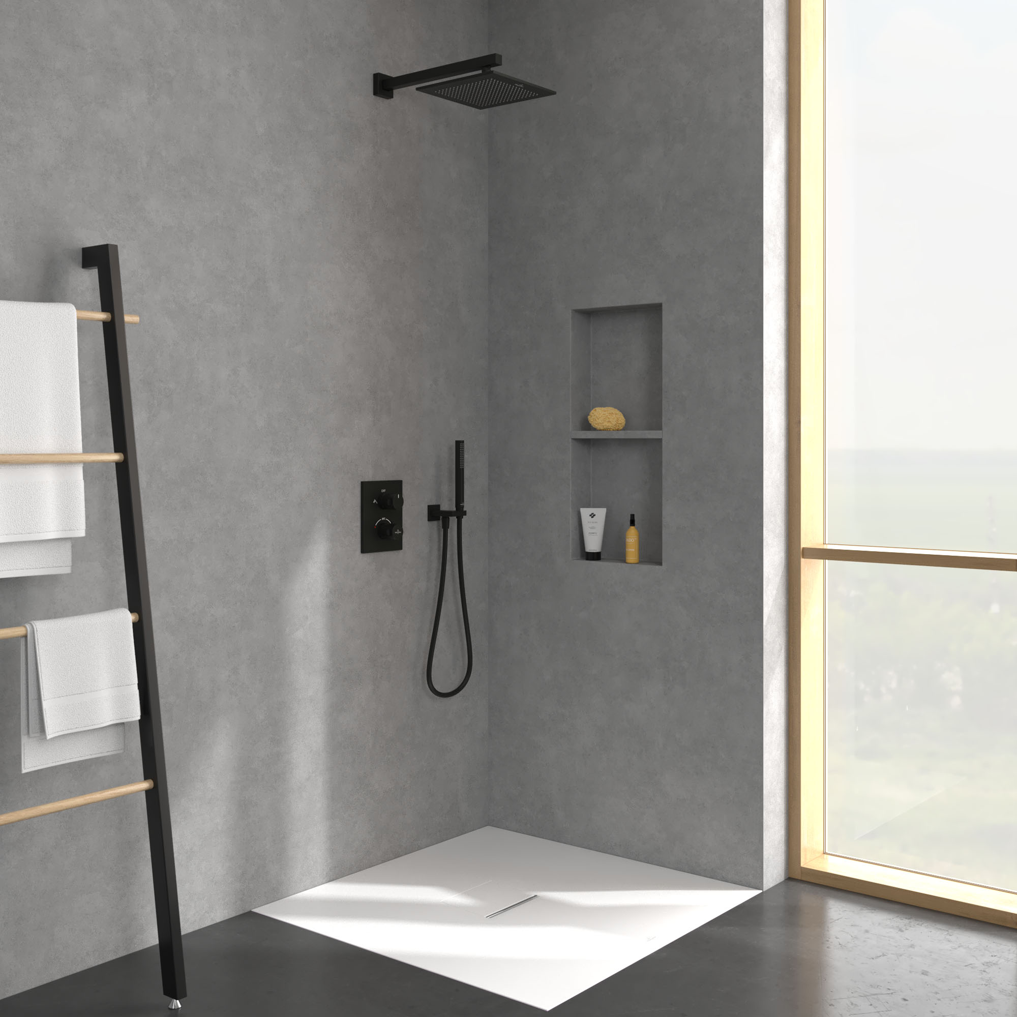 Villeroy & Boch Universal Square Shower Head 250mm - Matt Black