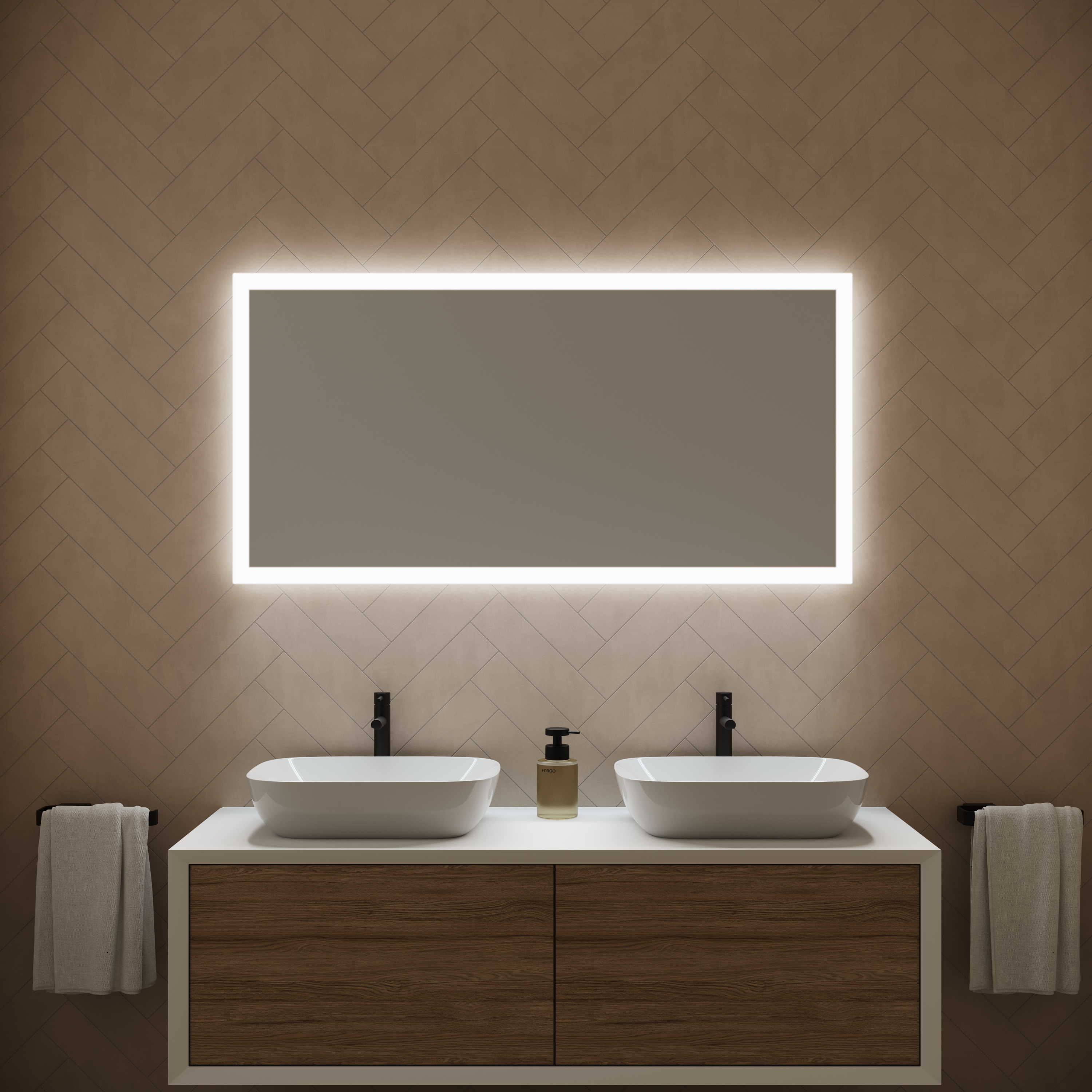 Harbour Glow LED Mirror with Demister Pad & Shaver Socket - 1200 x 600mm