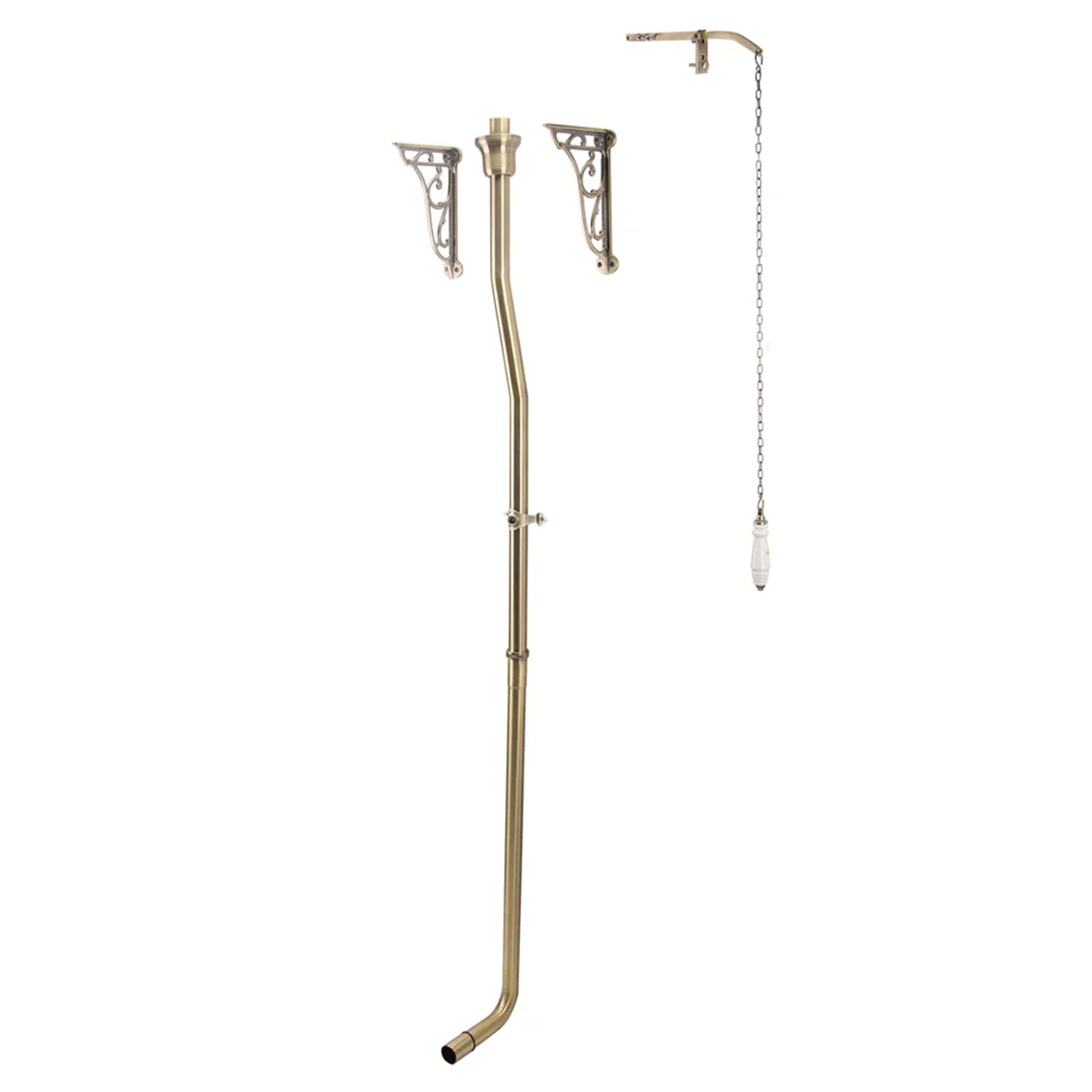 Butler & Rose Catherine Traditional High Level Toilet with Pan, Cistern & Brushed Brass Flush Pipe Set