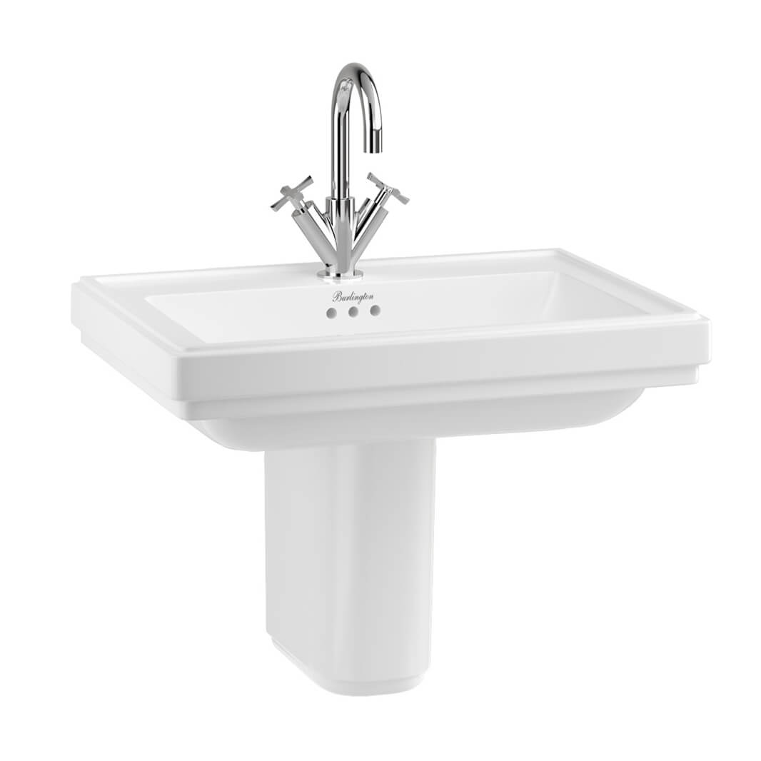 Burlington Riviera Square Basin & Semi Pedestal - 580mm & 650mm