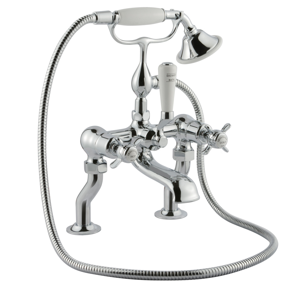 Butler & Rose Caledonia Pinch Floor Standing Bath And Shower Mixer Tap With Shower Kit