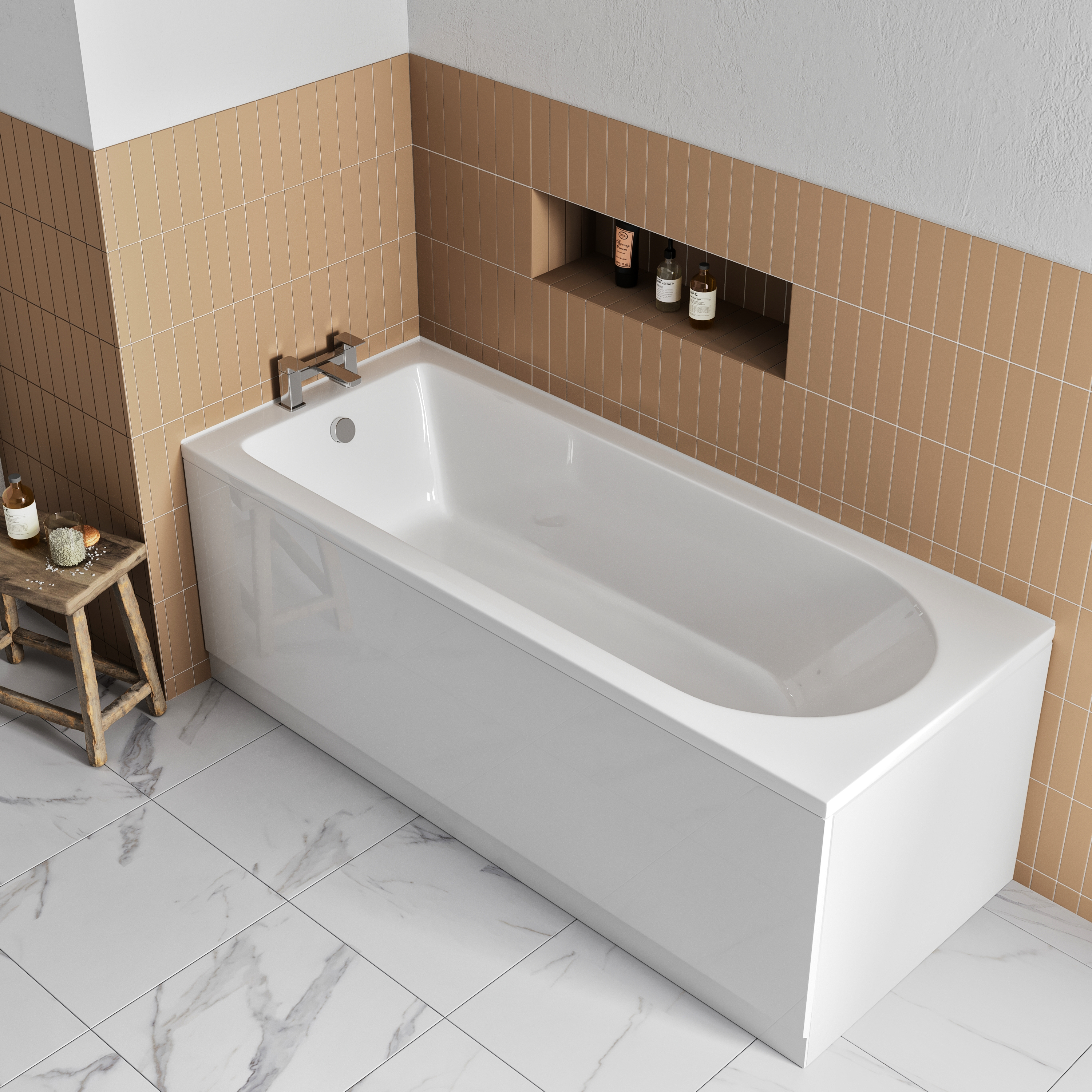 Drench Straight Single Ended Bath - Curved