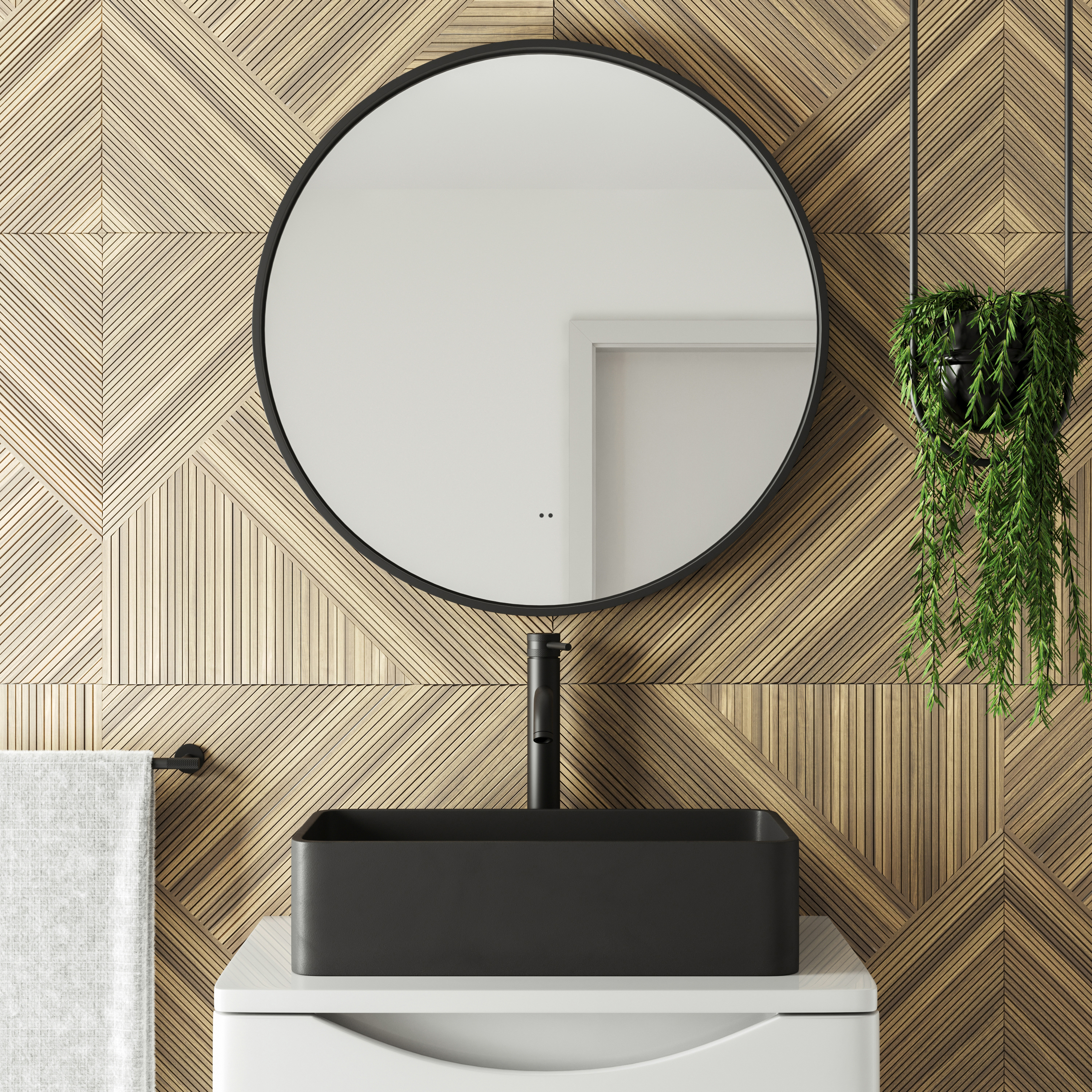 Core LED Illuminated Round Framed Mirror with Demister Pad & Colour Change Lights - 600mm