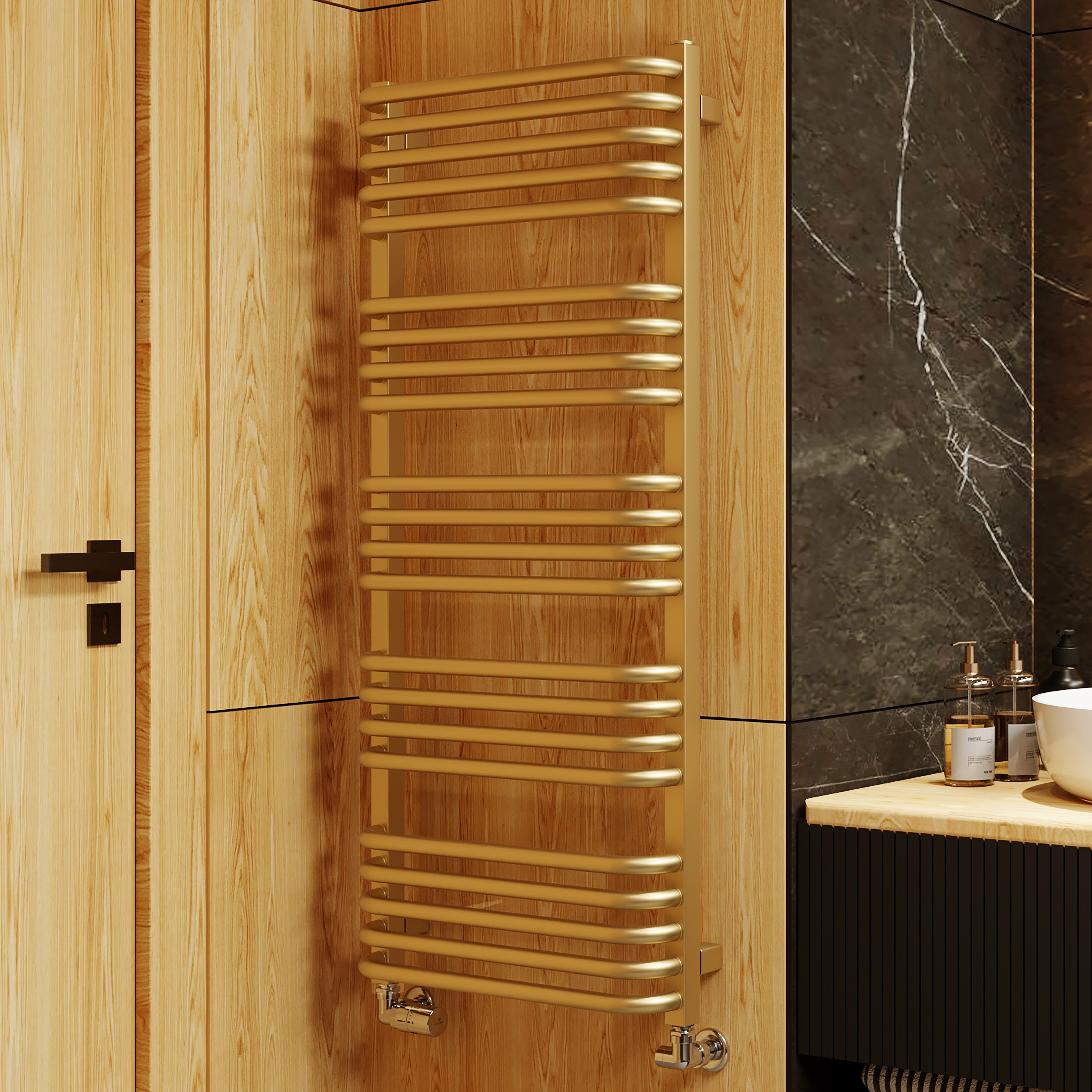 Terma Alex Ladder Heated Towel Rail - Brushed Brass - 1140 x 500mm