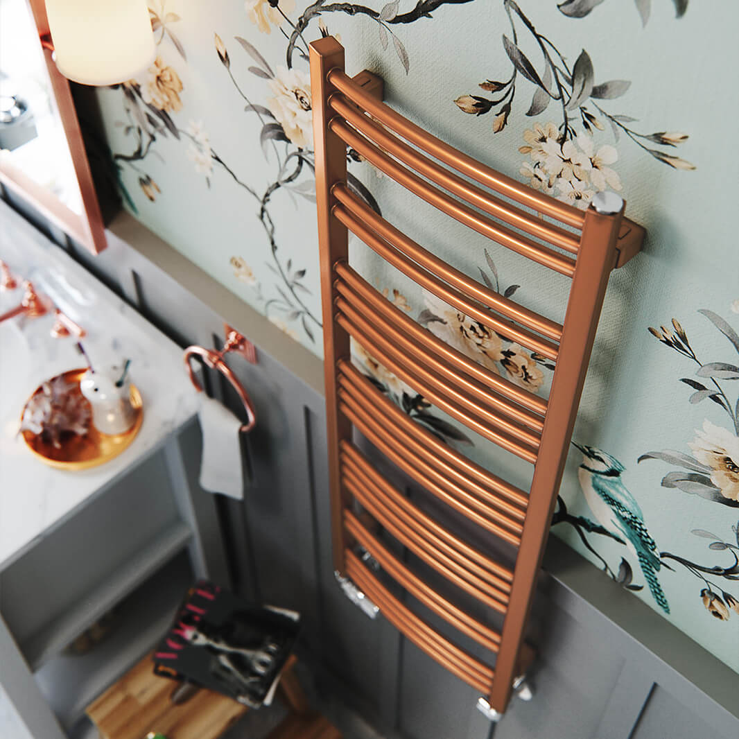 Terma Jade Curved Heated Towel Rail - True Copper - 2 Sizes