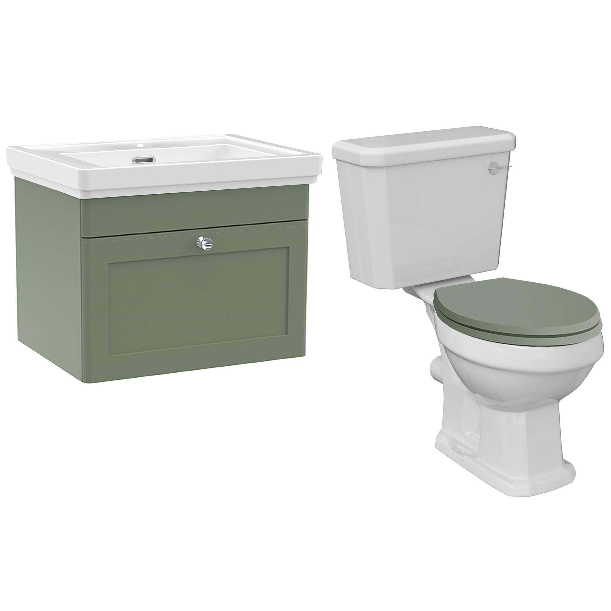 Butler & Rose Ophelia Traditional Toilet & 600mm Wall Hung Vanity Unit Bathroom Suite