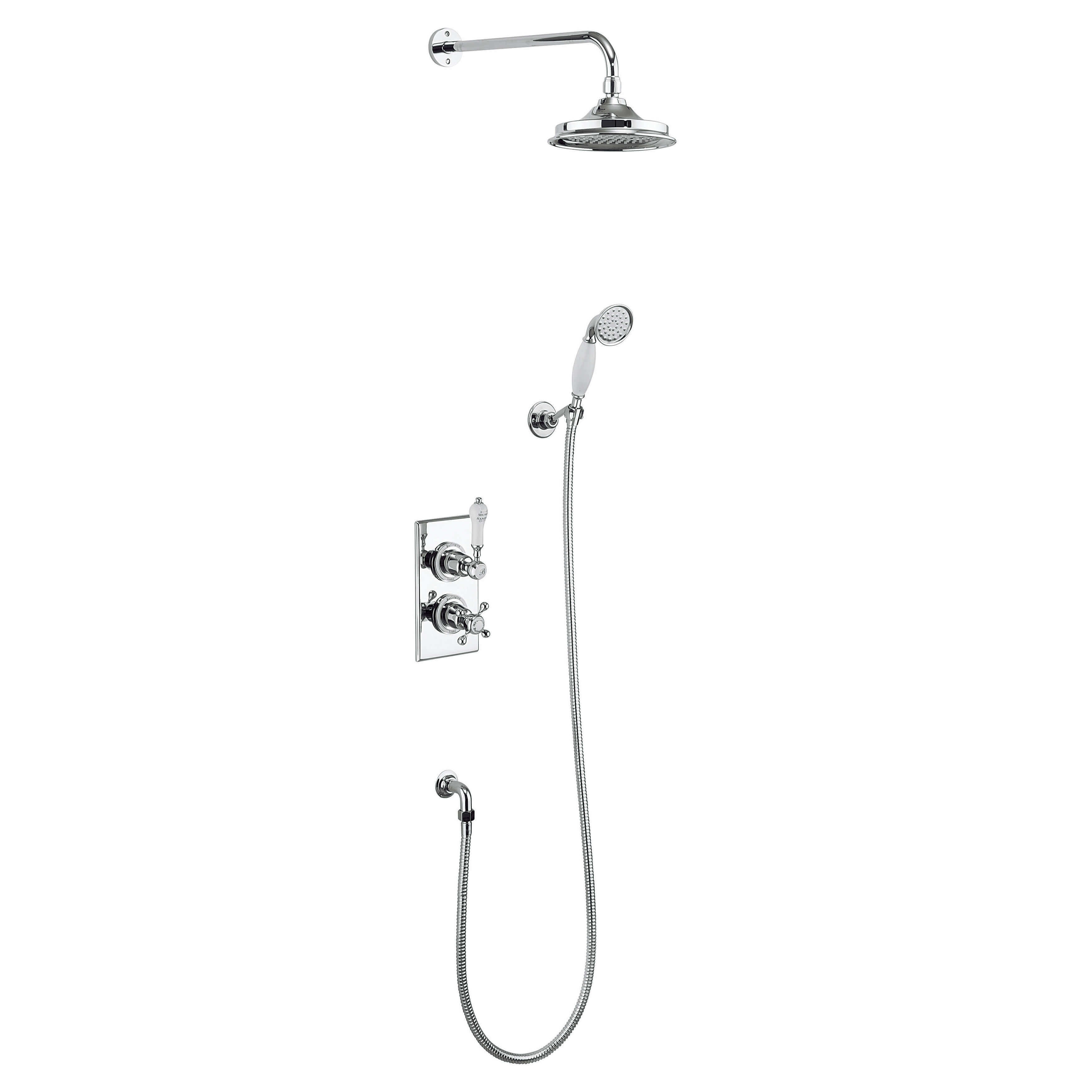 Burlington Trent Concealed Thermostatic Shower Kit with Airburst Shower Head and Ceramic Handle Handset