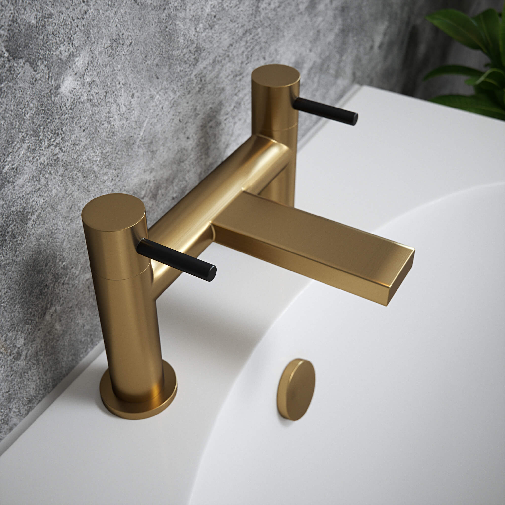 The Tap Factory Vibrance Brushed Brass Deck Mounted Bath Filler - 6 Handle Colours Available